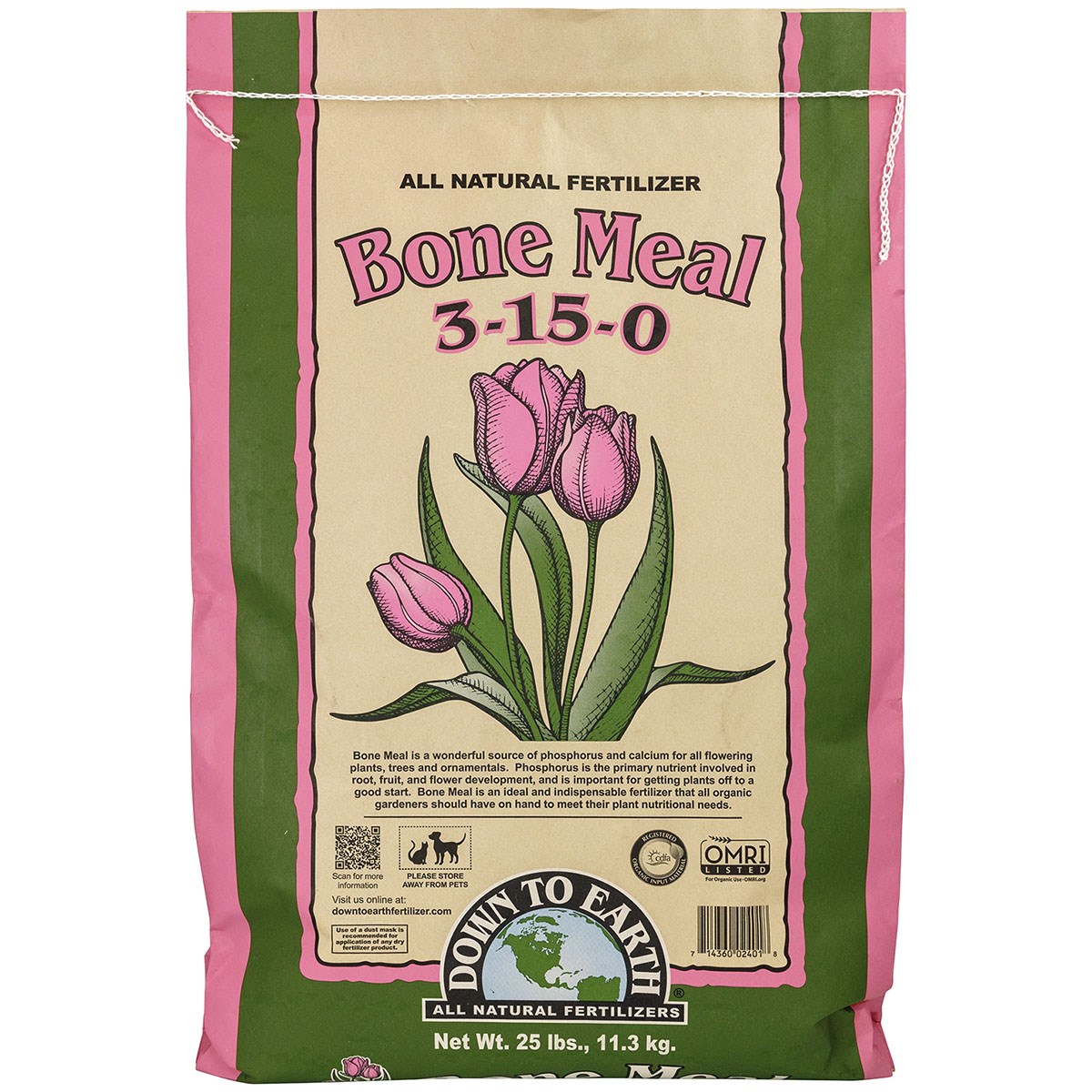 Down to Earth 25# Bone Meal 3-15-0 OMRI — Single Unit