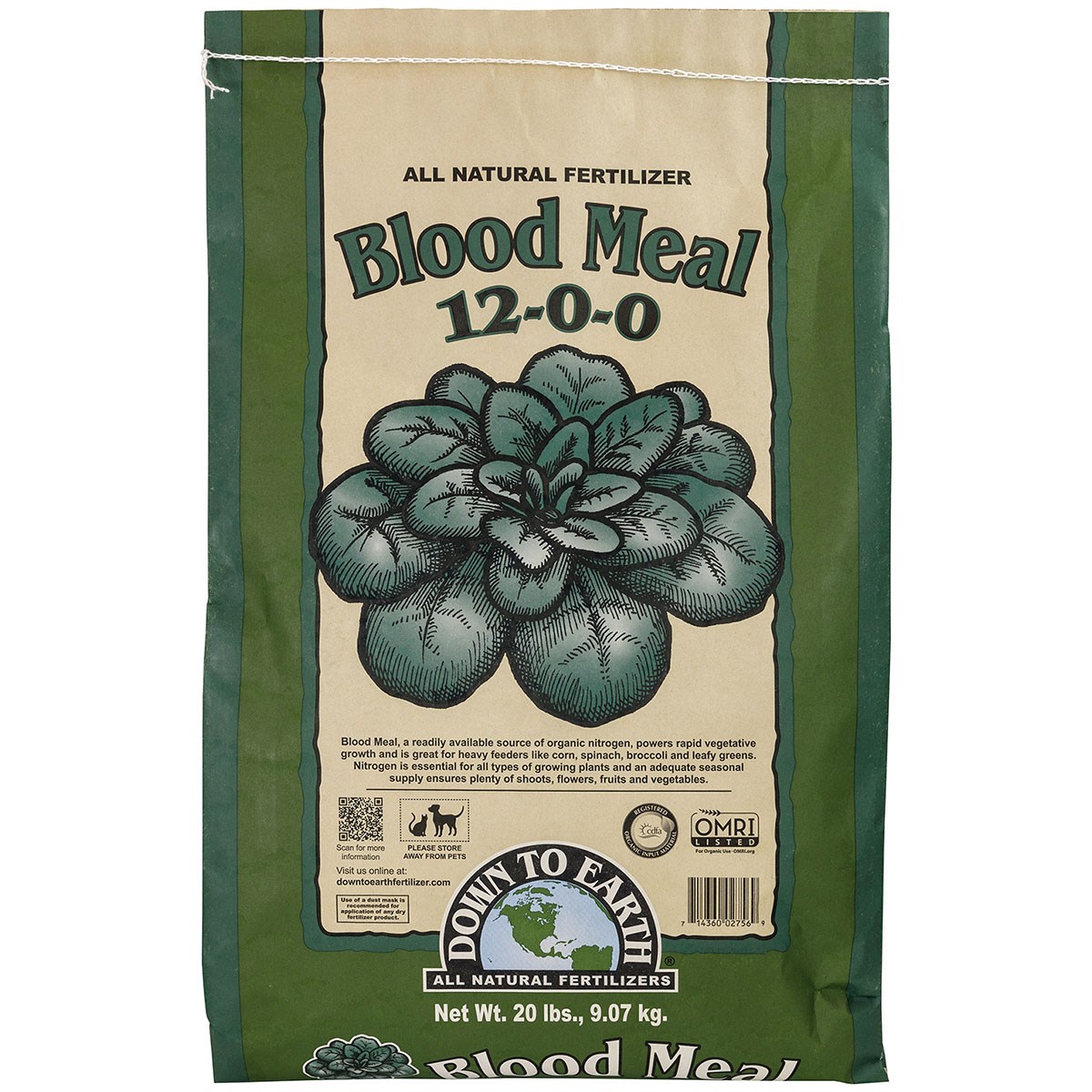 Down to Earth 20# Blood Meal 12-0-0 OMRI — Single Unit