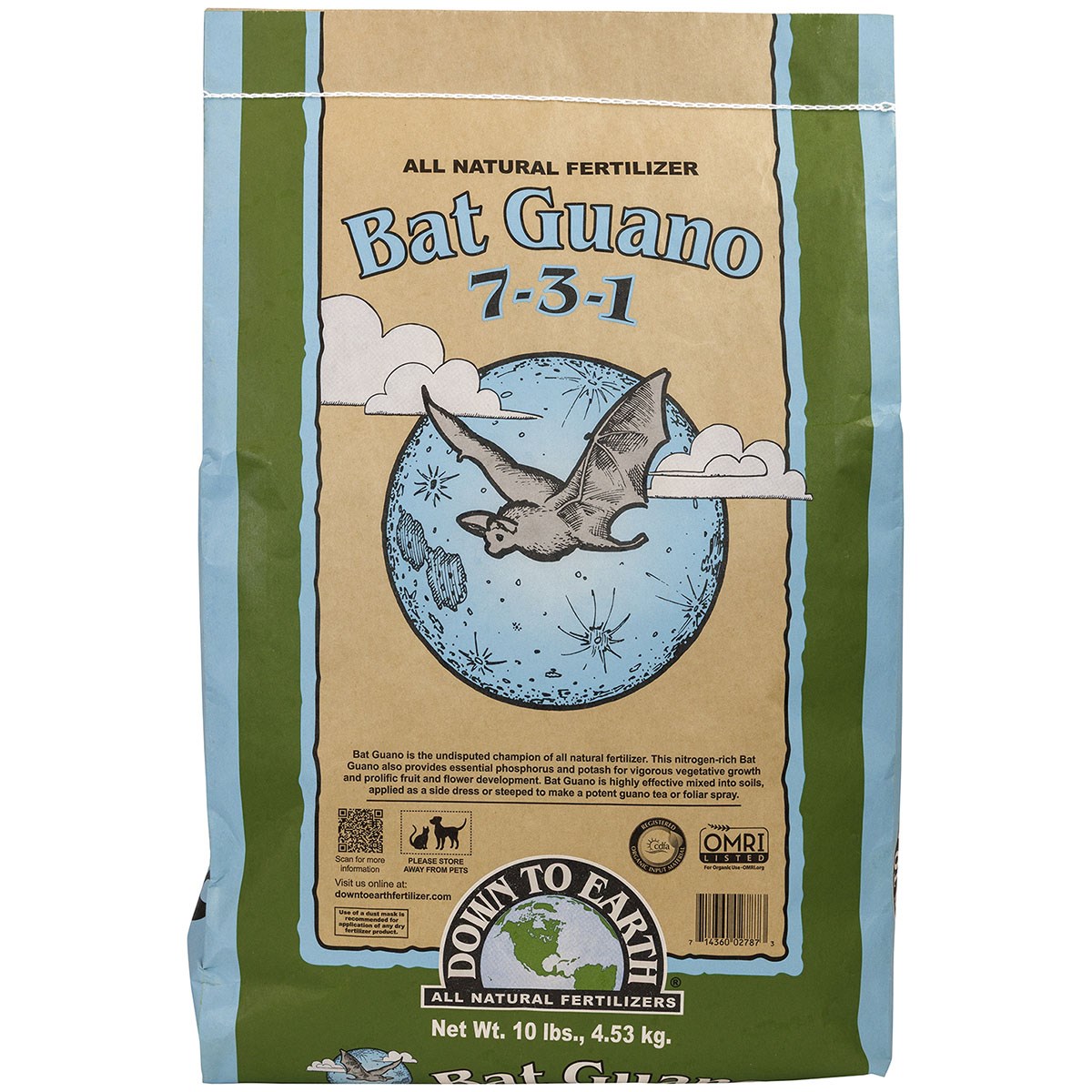 Down to Earth 10# Bat Guano 7-3-1 OMRI — Single Unit