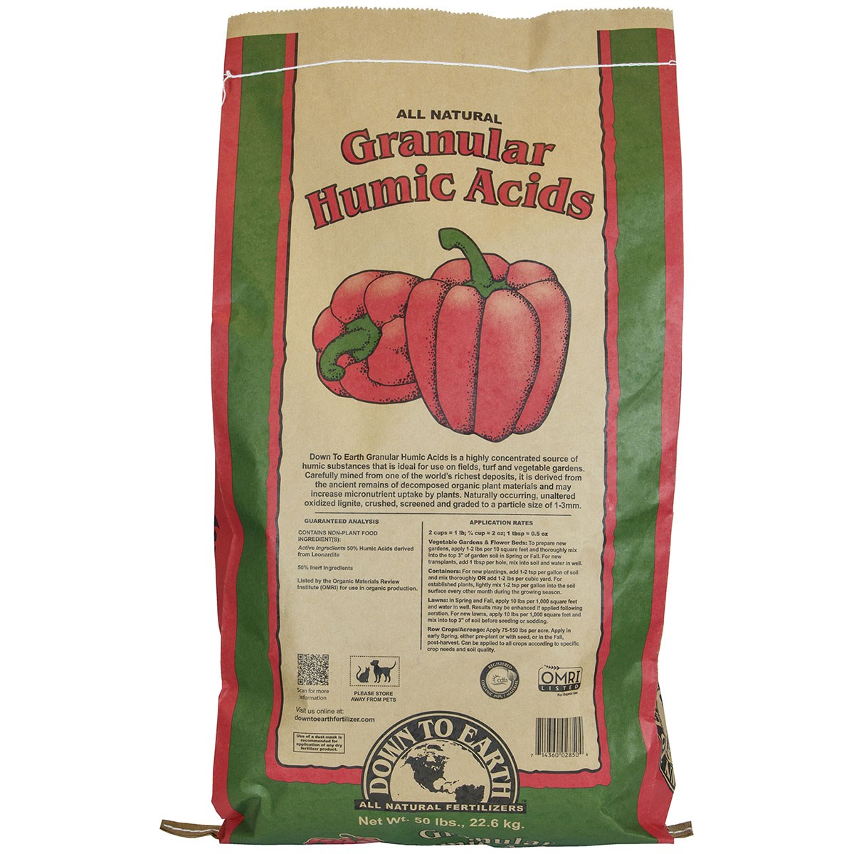 Down to Earth 50# Granular Humic Acids OMRI — Single Unit