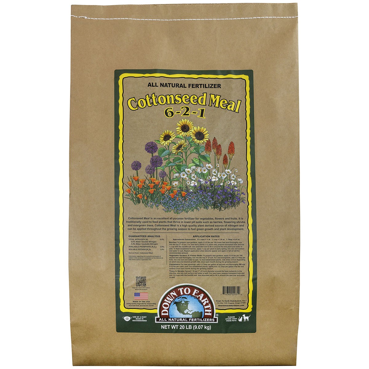 Down to Earth 20# Cottonseed Meal 6-2-1 — Single Unit