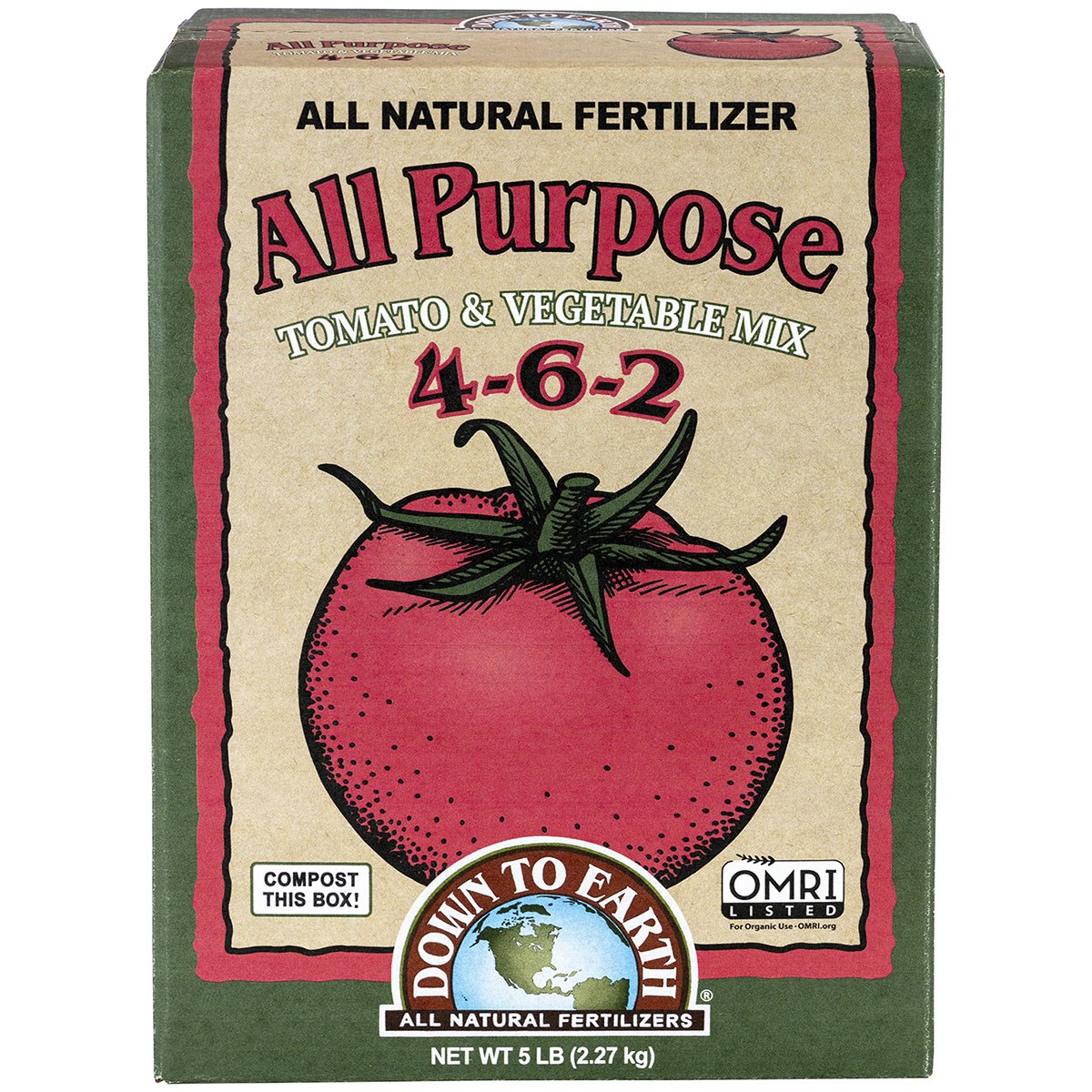 Down to Earth 5# All Purpose Mix 4-6-2 OMRI — priced per each; minimum 6; multiples of 6
