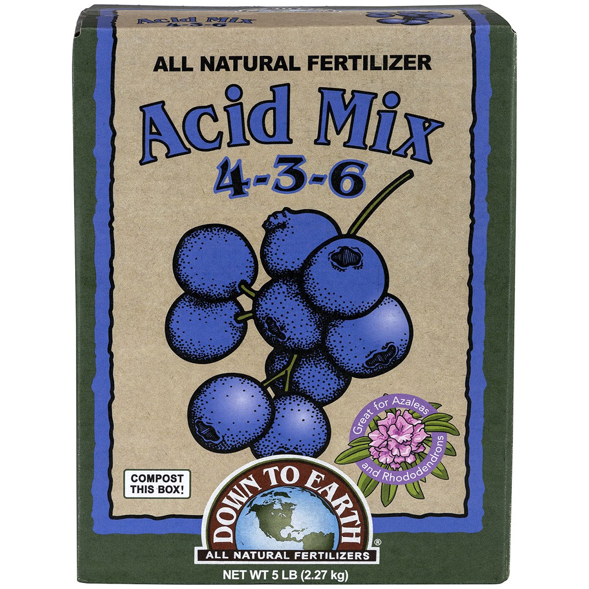 Down to Earth 5# Acid Mix 4-3-6 — priced per each; minimum 6; multiples of 6