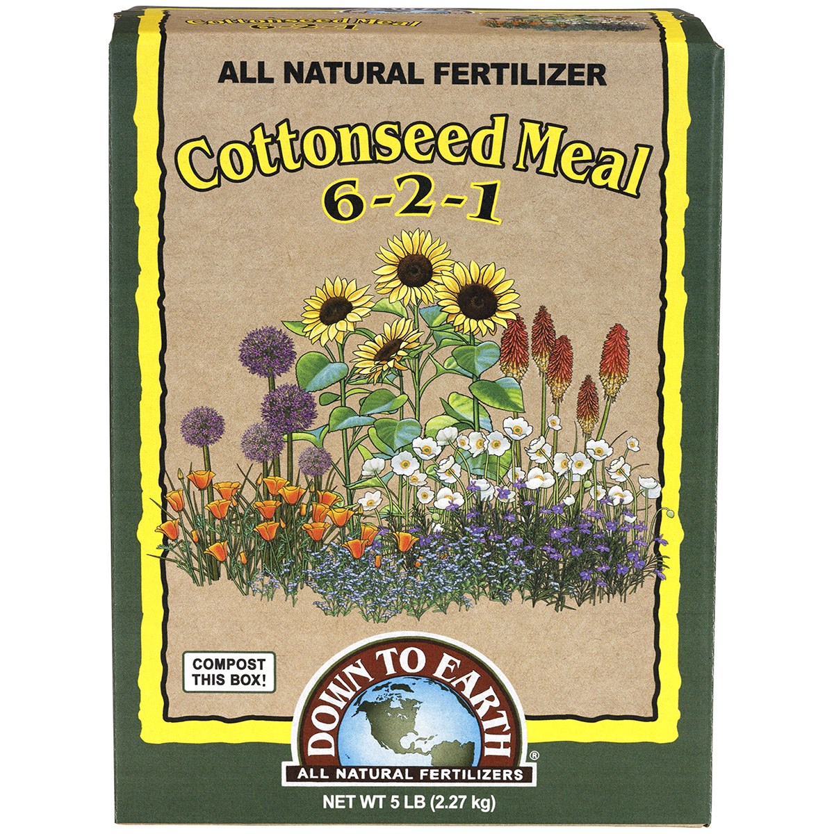 Down to Earth 5# Cottonseed Meal 6-2-1 — priced per each; minimum 6; multiples of 6