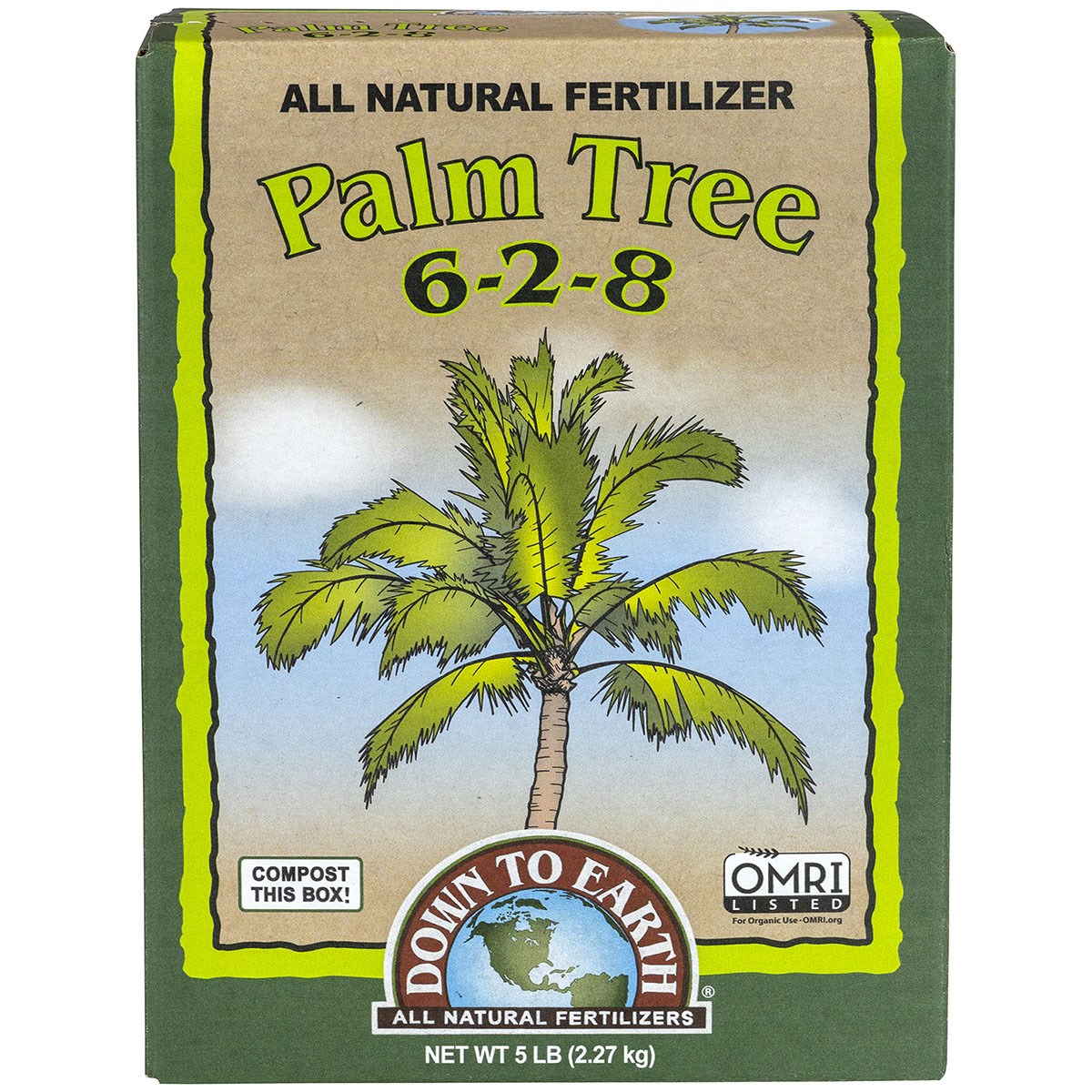 Down to Earth 5# Palm Tree Mix 6-2-8 OMRI — priced per each; minimum 6; multiples of 6