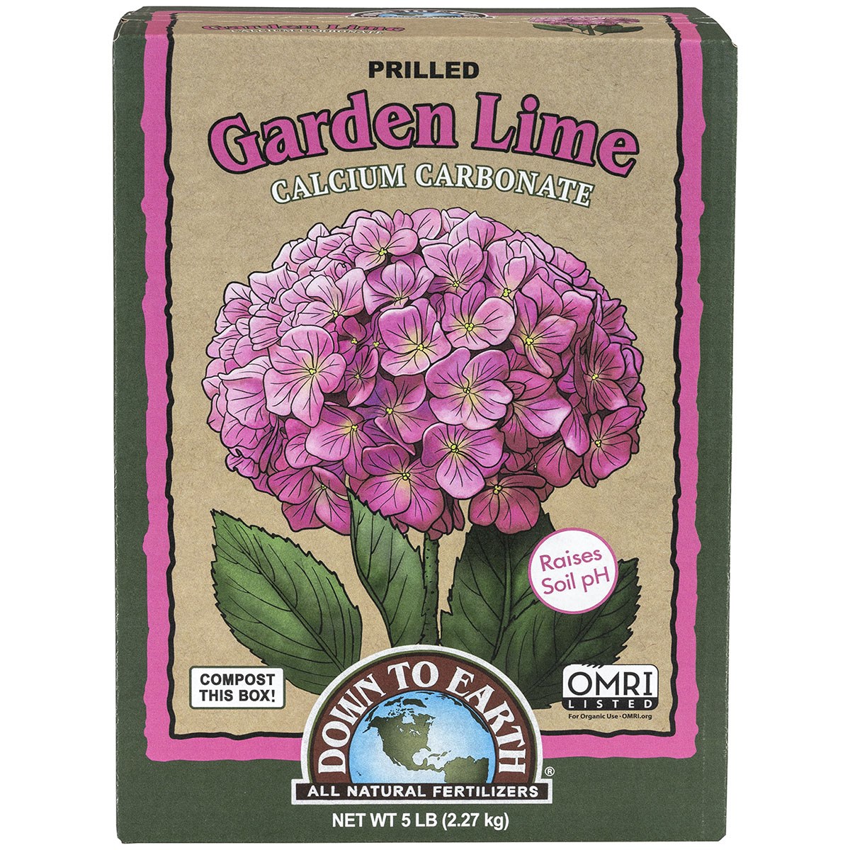 Down to Earth 5# Garden Lime OMRI — priced per each; minimum 6; multiples of 6