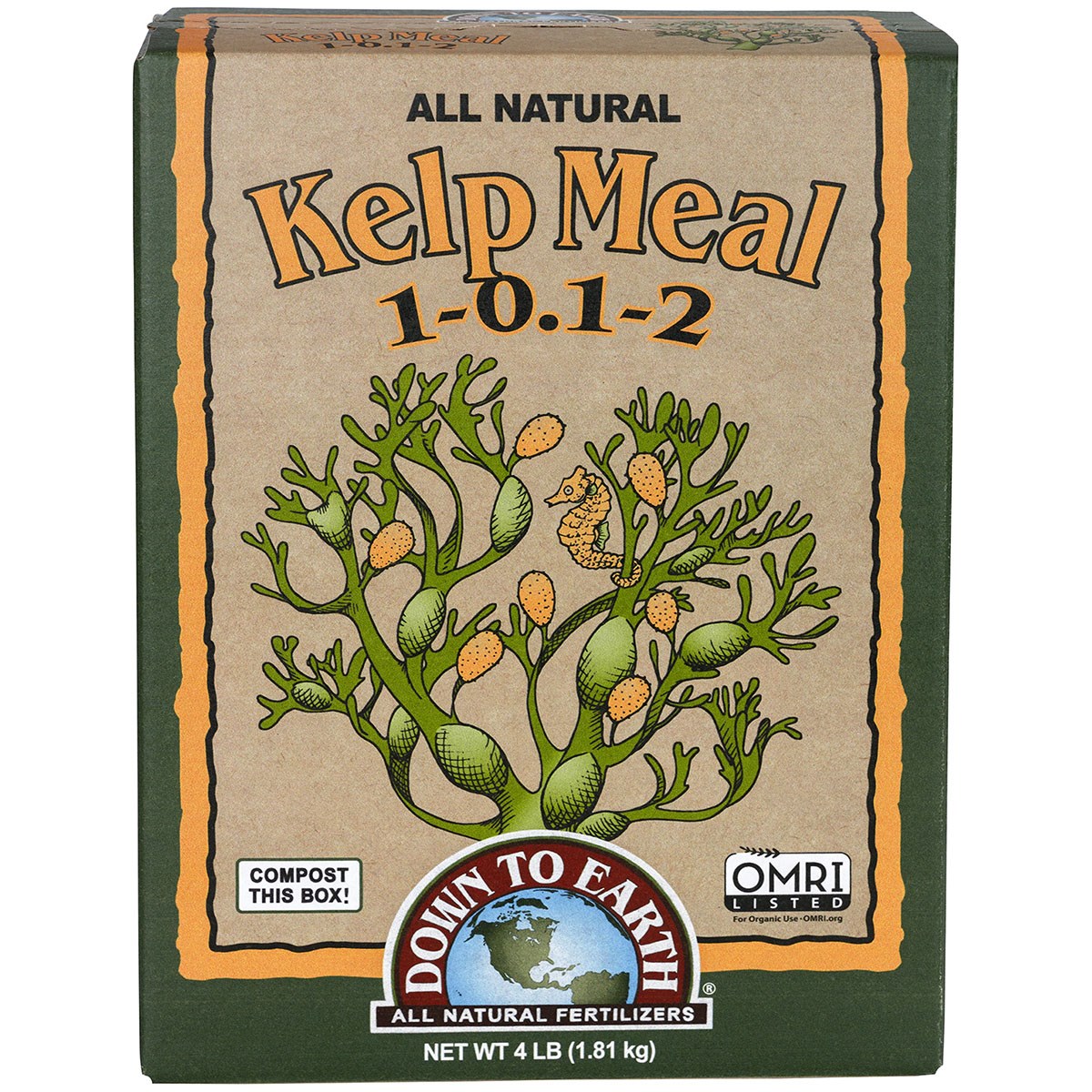 Down To Earth 4# Kelp Meal 1-0.1-2 — priced per each; minimum 6; multiples of 6
