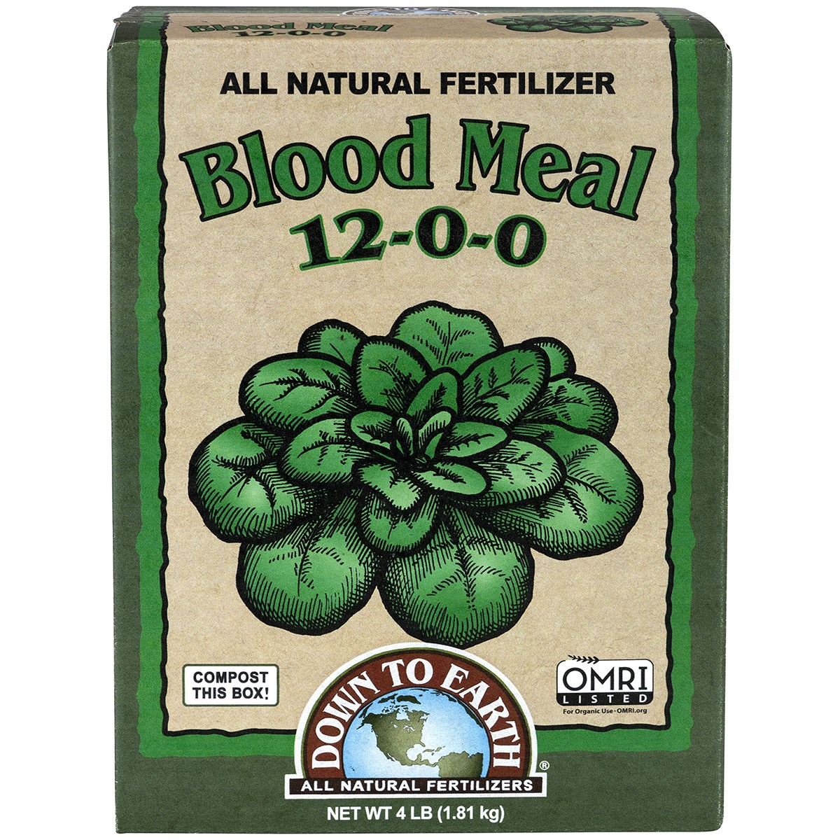 Down To Earth 4# Blood Meal 12-0-0 — priced per each; minimum 6; multiples of 6