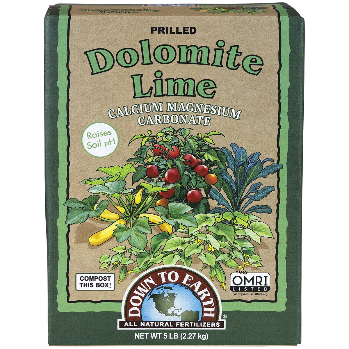 Down to Earth 5# Dolomite Lime OMRI — priced per each; minimum 6; multiples of 6