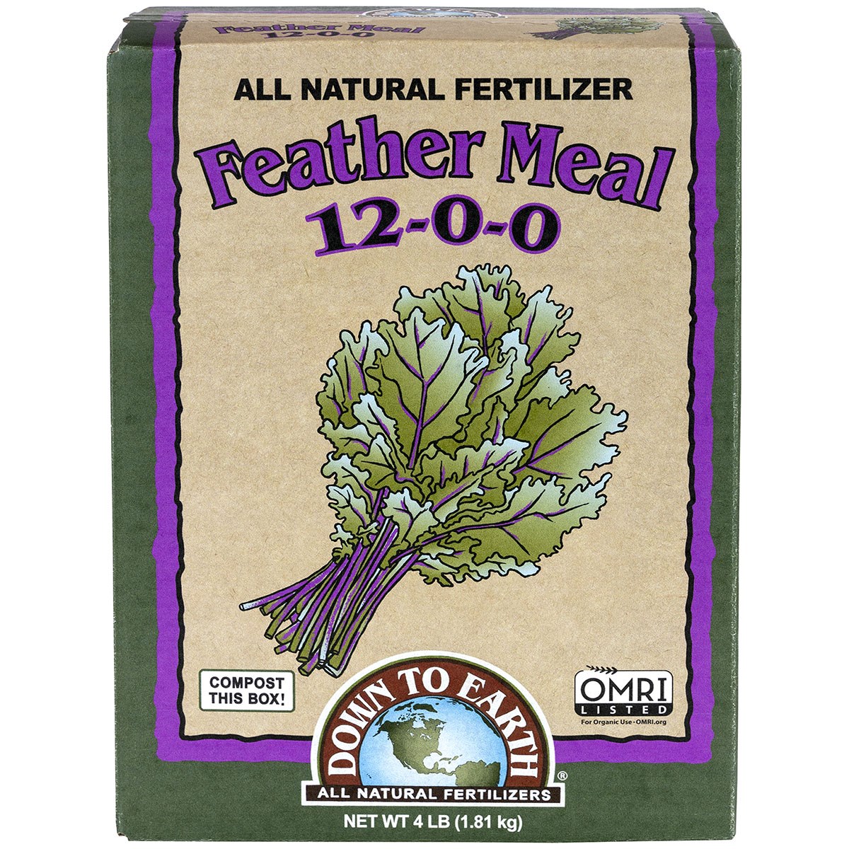 Down To Earth 4# Feather Meal 12-0-0 — priced per each; minimum 6; multiples of 6