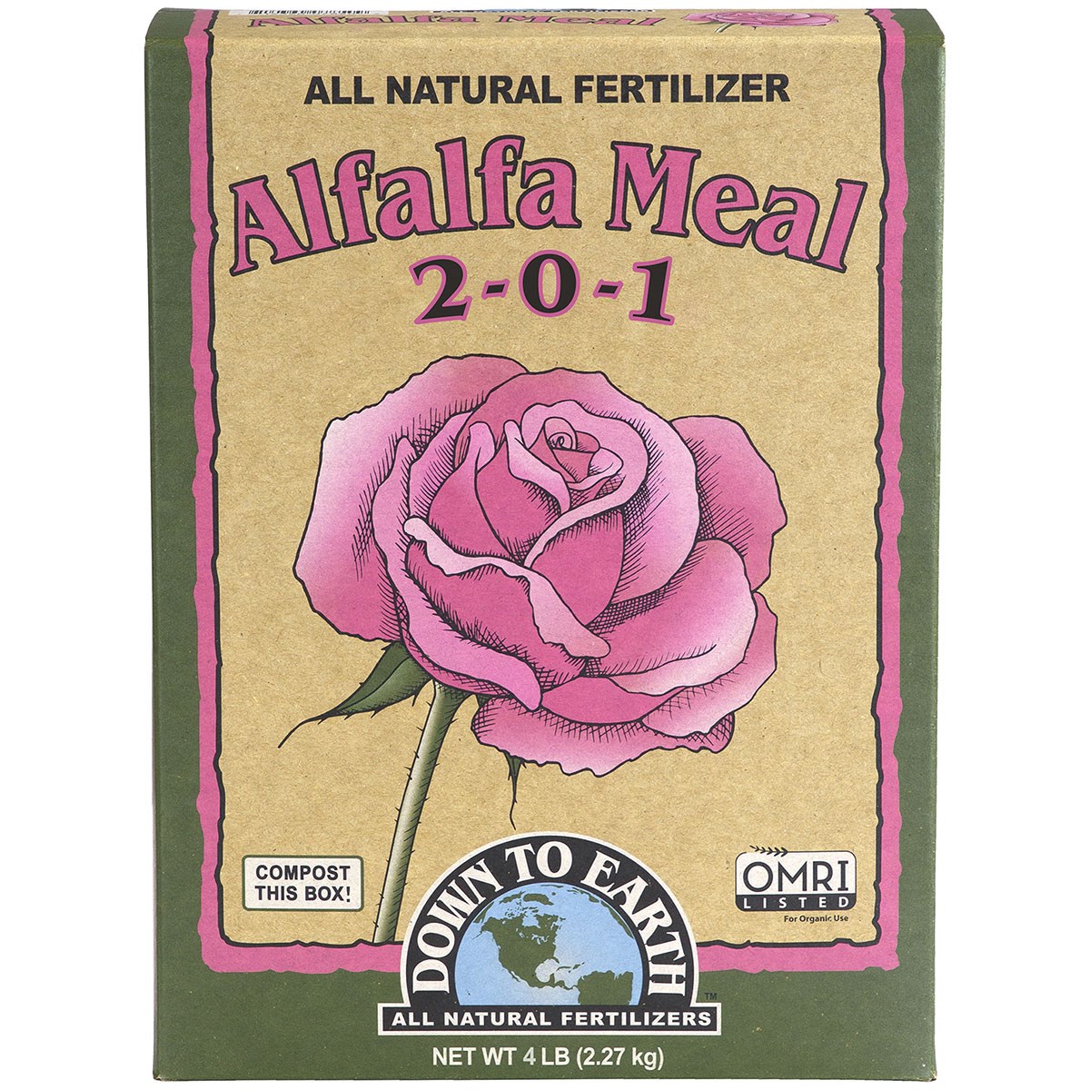 Down to Earth 4# Alfalfa Meal 2-0-1 OMRI — priced per each; minimum 6; multiples of 6