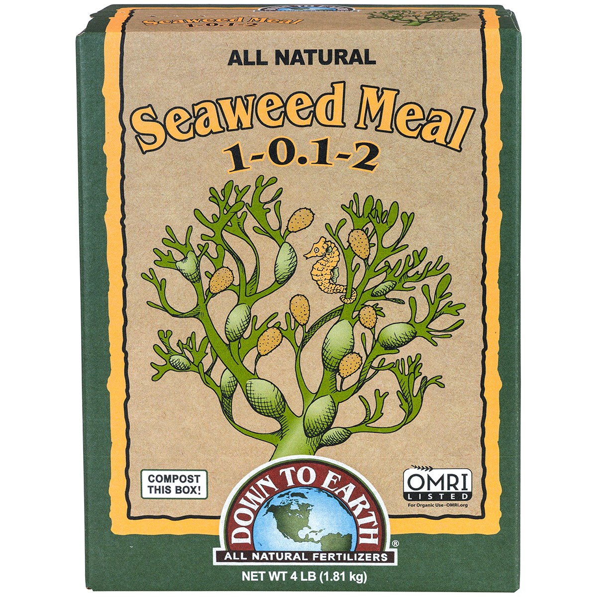Down to Earth 4# Seaweed Meal 1-0.1-2 OMRI — priced per each; minimum 6; multiples of 6