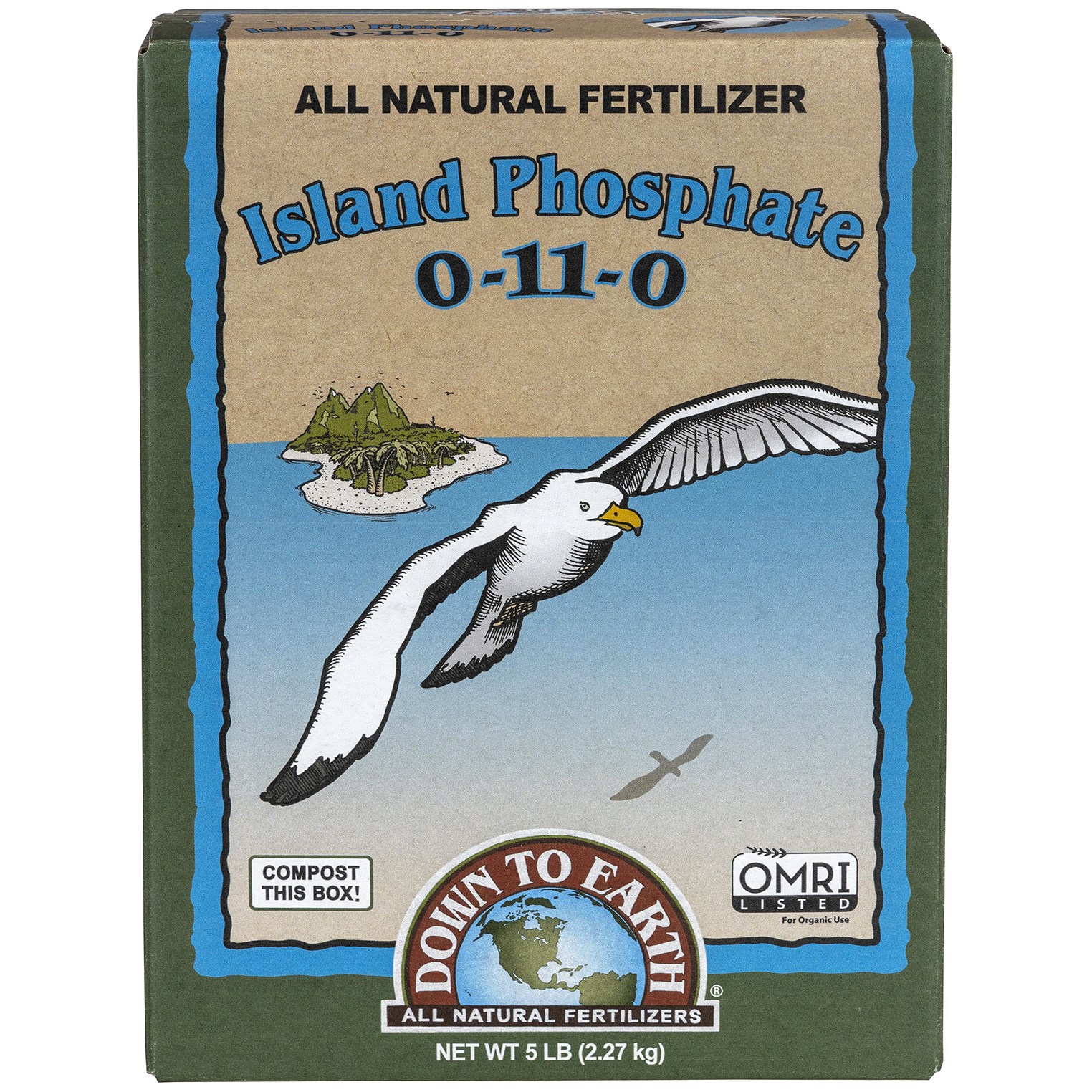 Down to Earth 5# Island Phosphate 0-11-0 OMRI — priced per each; minimum 6; multiples of 6