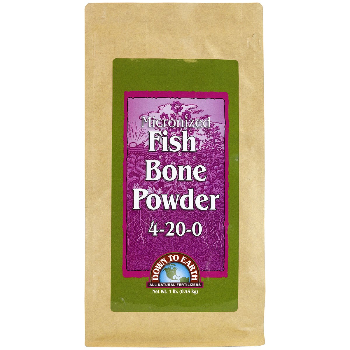 Down to Earth 1# Fish Bone Powder 4-20-0 — priced per each; minimum 6; multiples of 6