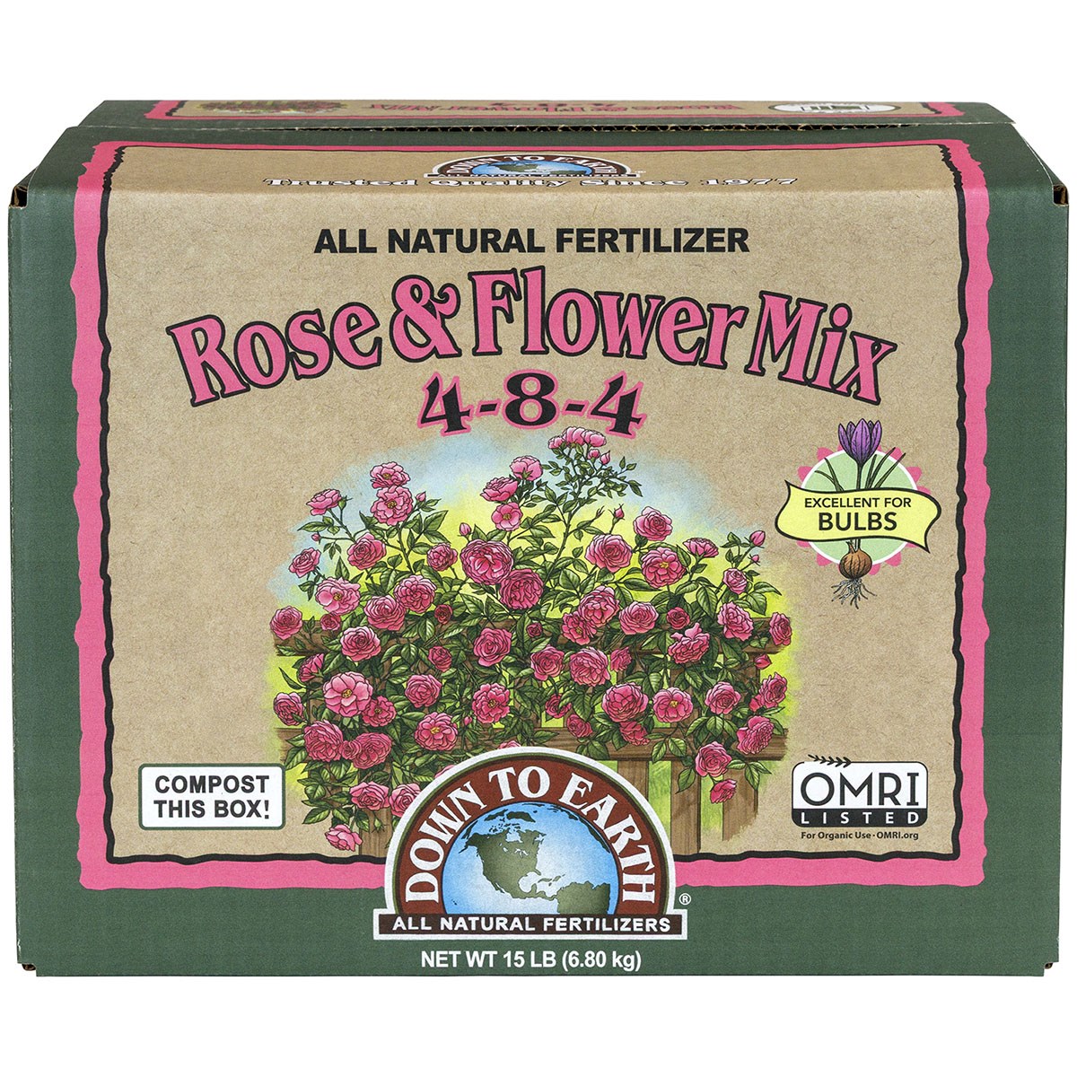 Down to Earth 15# Box Rose & Flower Mix 4-8-4 (3pk of 5#)
