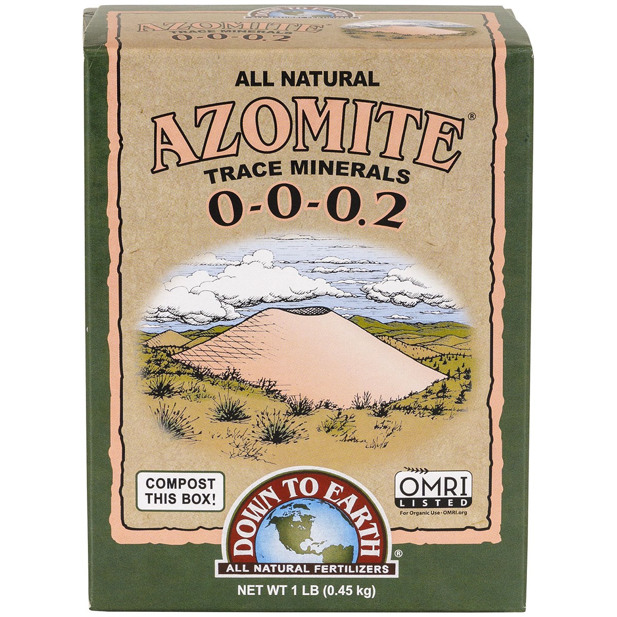 Down to Earth 1# Mini Azomite Sr Powder 0-0-0.2 OMRI — priced per each; minimum 12; multiples of 12