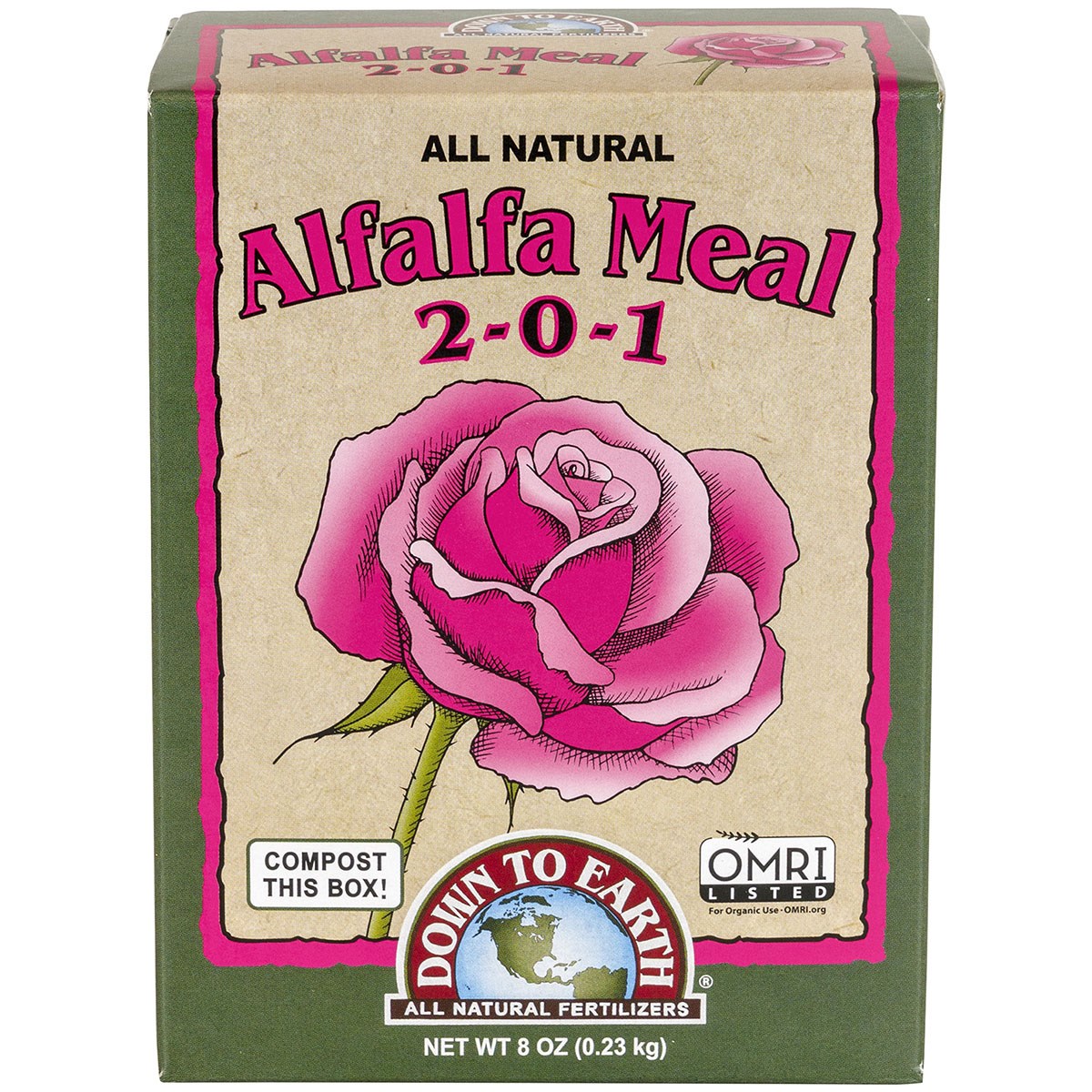 Down to Earth.5# Mini Alfalfa Meal 2-0-1 OMRI — priced per each; minimum 12; multiples of 12