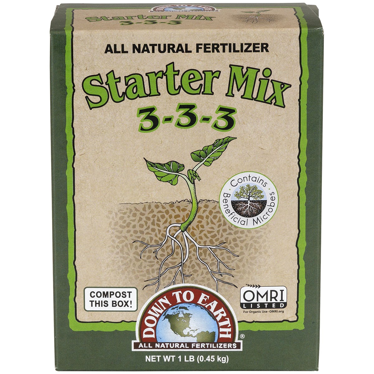 Down to Earth 1# Mini Starter Mix 3-3-3 with Myco OMRI — priced per each; minimum 12; multiples of 12