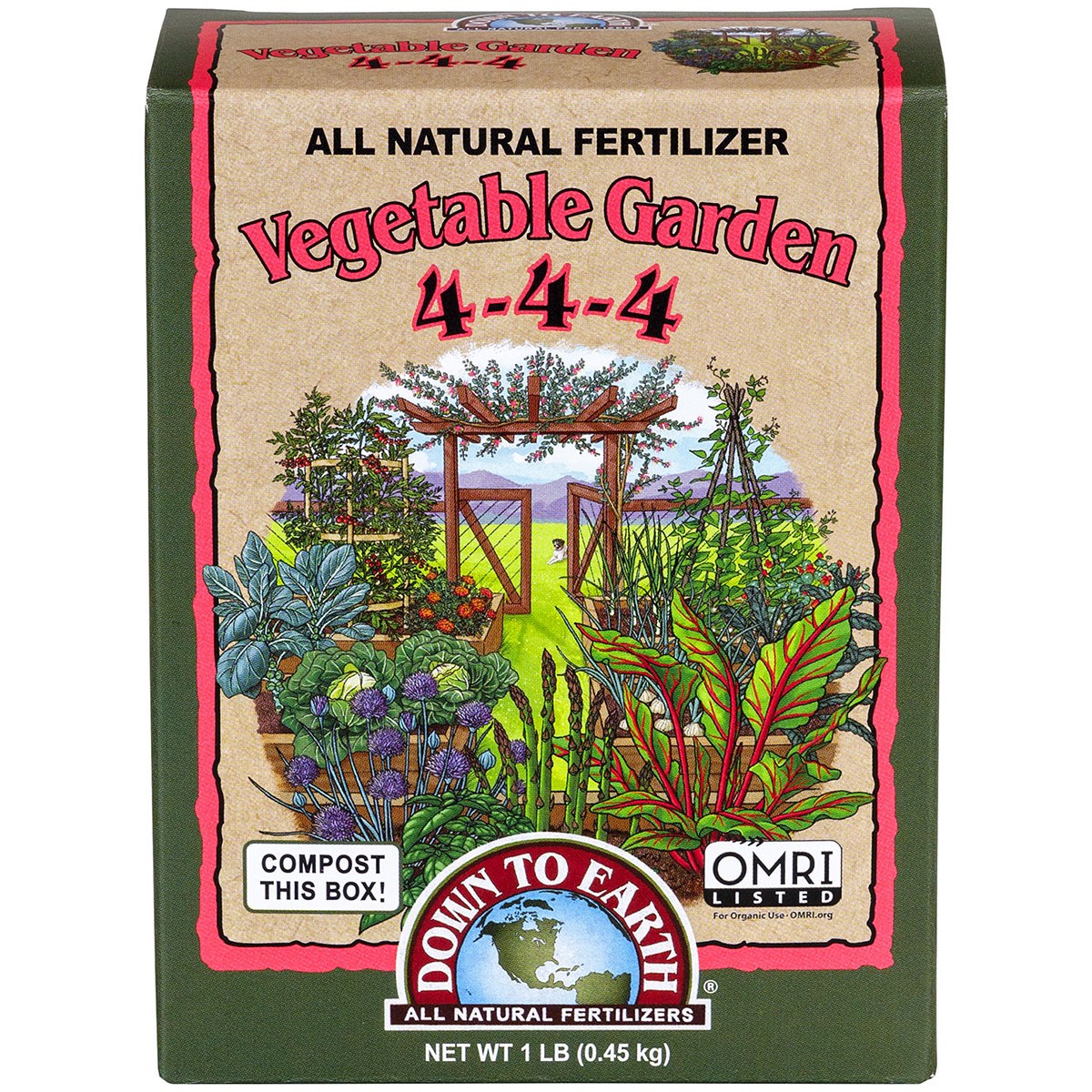 Down to Earth 1# Mini Vegetable Garden 4-4-4 OMRI — priced per each; minimum 12; multiples of 12