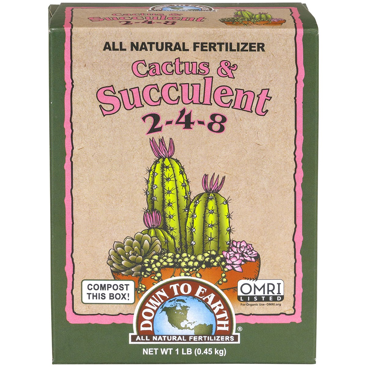 Down to Earth 1# Mini Cactus Mix 2-4-8 OMRI — priced per each; minimum 12; multiples of 12
