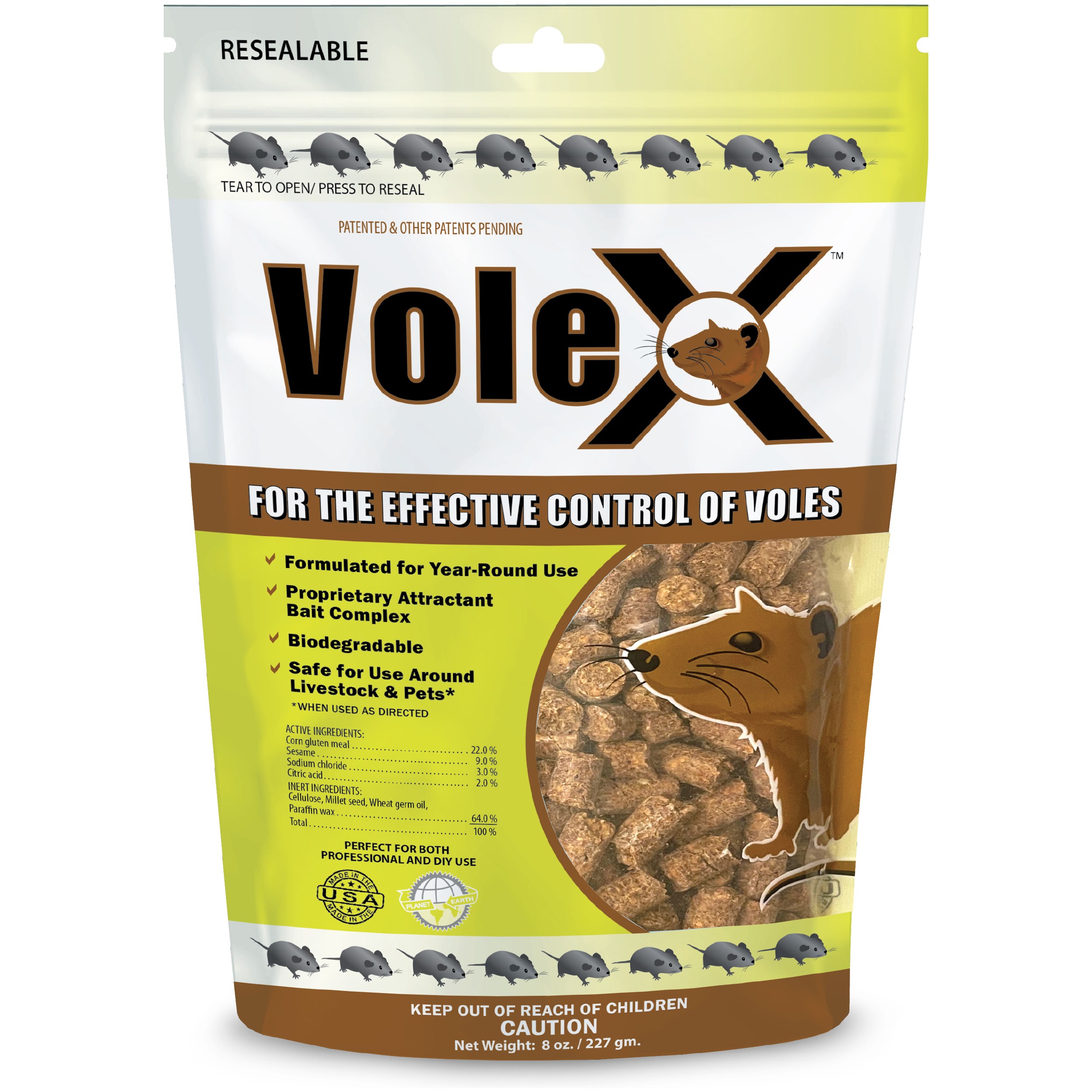 EcoClear 8oz VoleX Bait Pellets with Shelf Tray — priced per each; minimum 6; multiples of 6
