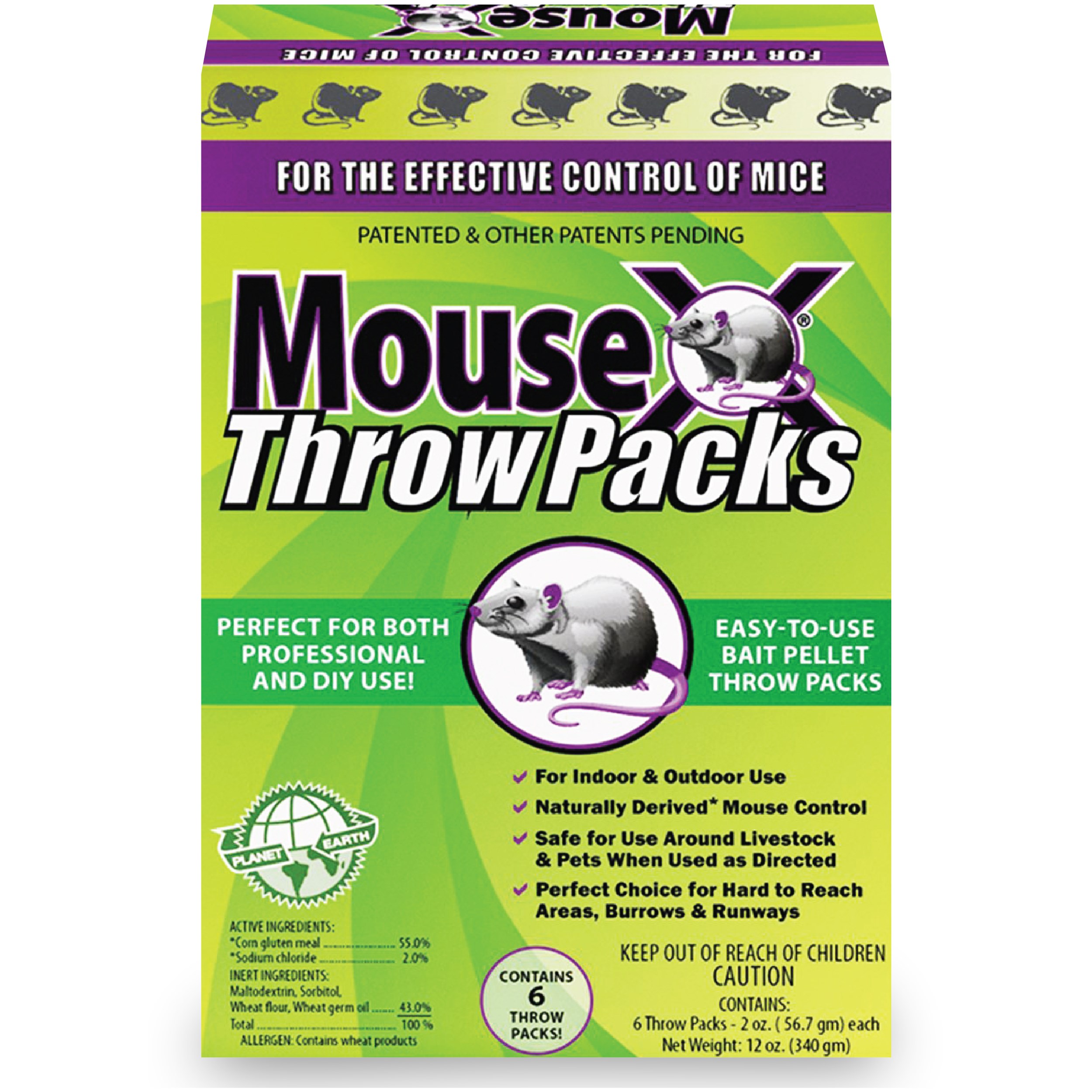 Ecoclear 12oz MouseX Bait Pellet Throw Pack Box — priced per each; minimum 12; multiples of 12