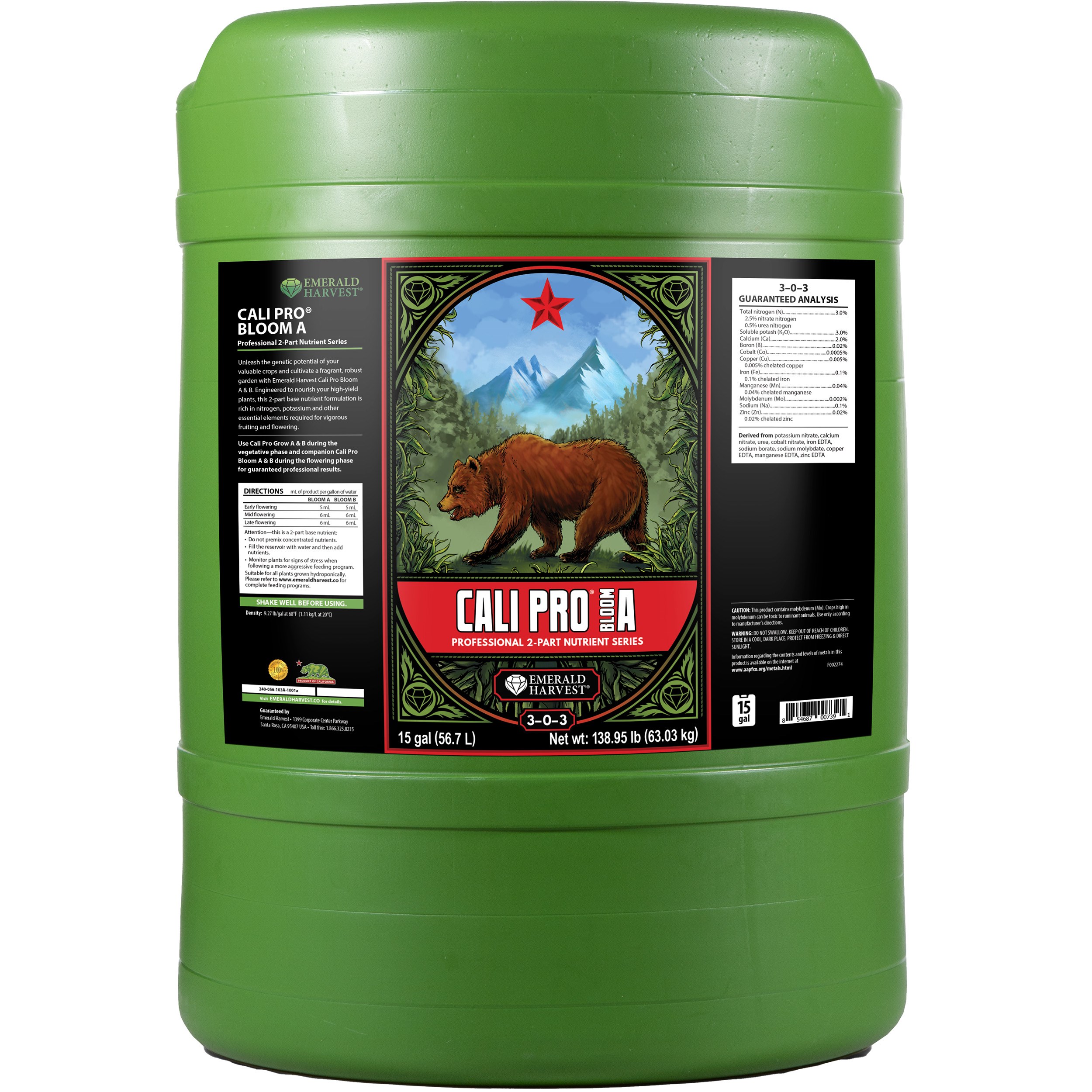 Emerald Harvest 15gal Cali Pro Bloom A 3-0-3