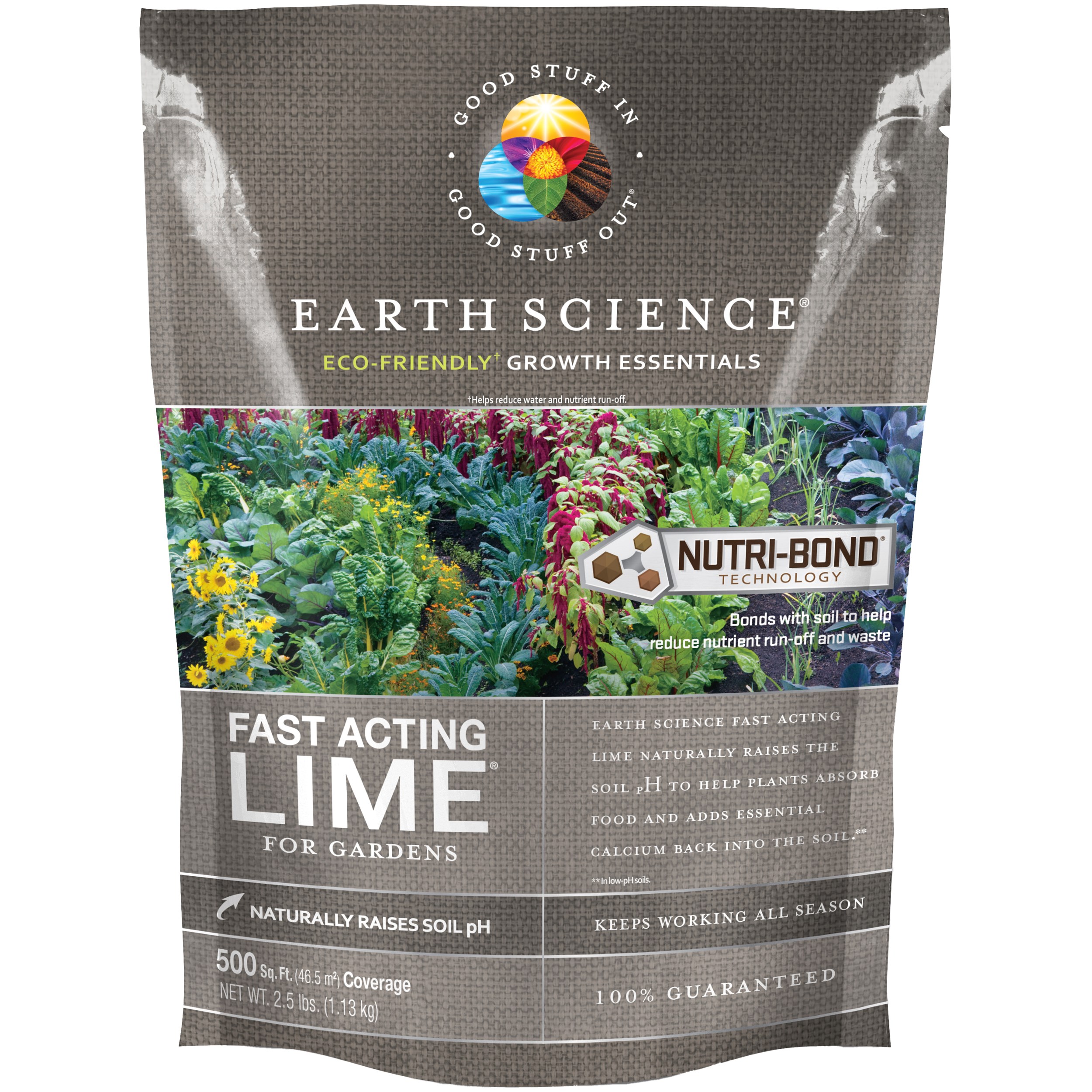 Earth Science 2.5# Fast Acting Lime 500sf — priced per each; minimum 6; multiples of 6