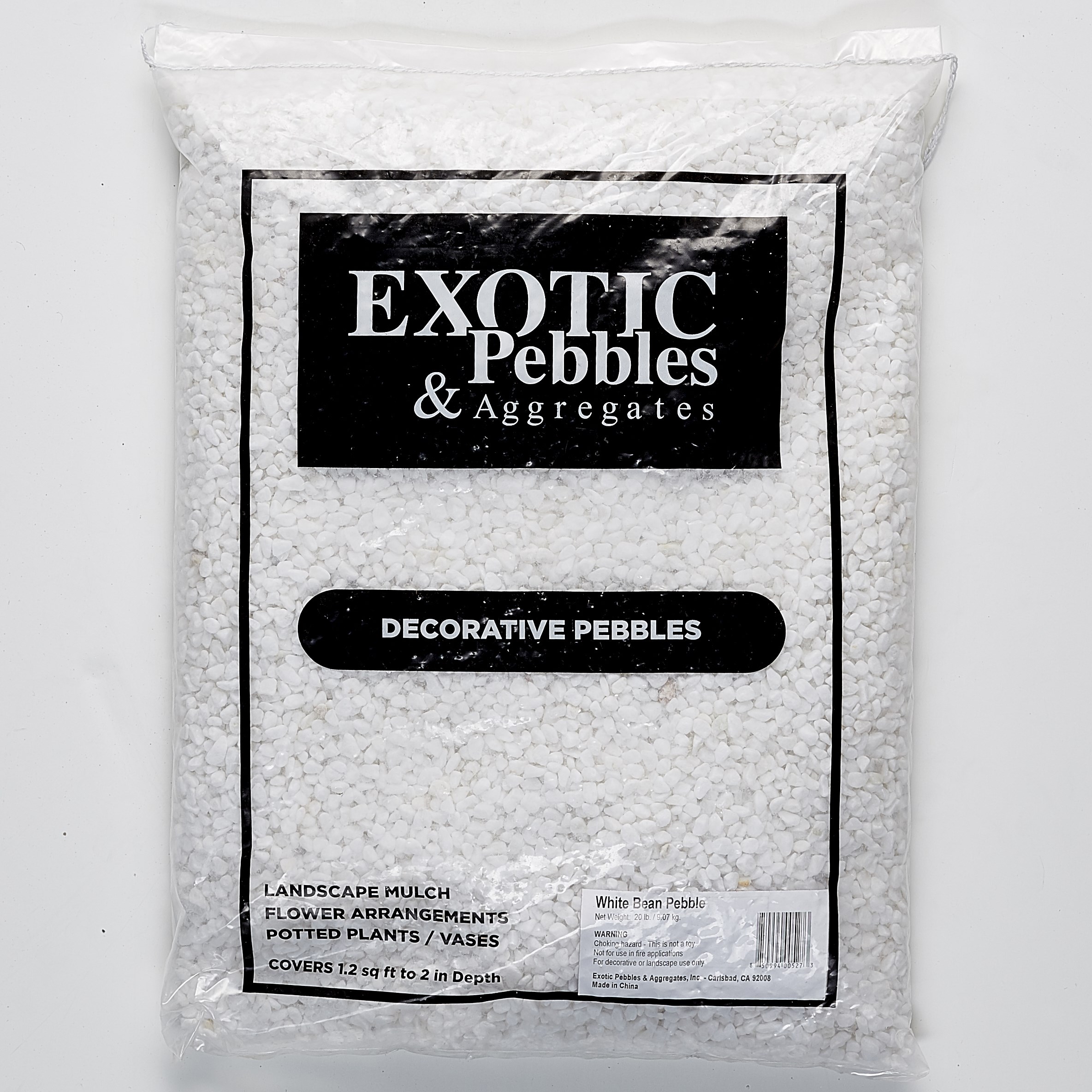 Exotic Pebbles 20# White Bean Pebble 1/5"