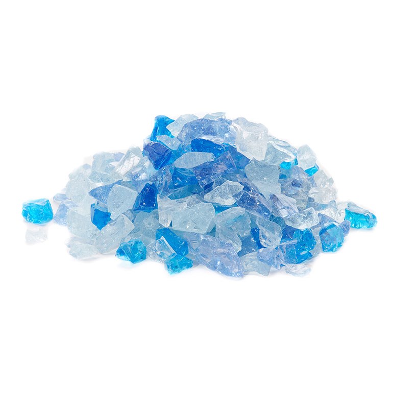 Exotic Pebbles 12# Fire Glass Bahama Blend 1/2" — priced per each; minimum 2; multiples of 2