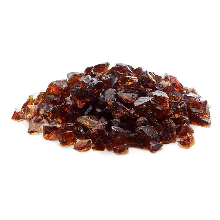 Exotic Pebbles 12# Fire Glass Amber 1/2" — priced per each; minimum 2; multiples of 2