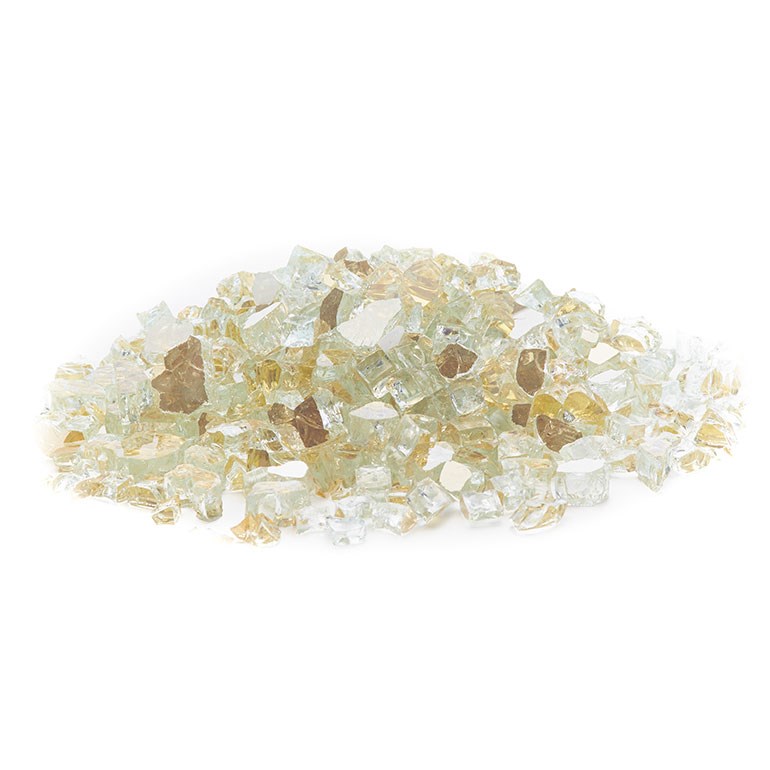 Exotic Pebbles 12# Fire Reflect Glass Gold 1/2" — priced per each; minimum 2; multiples of 2
