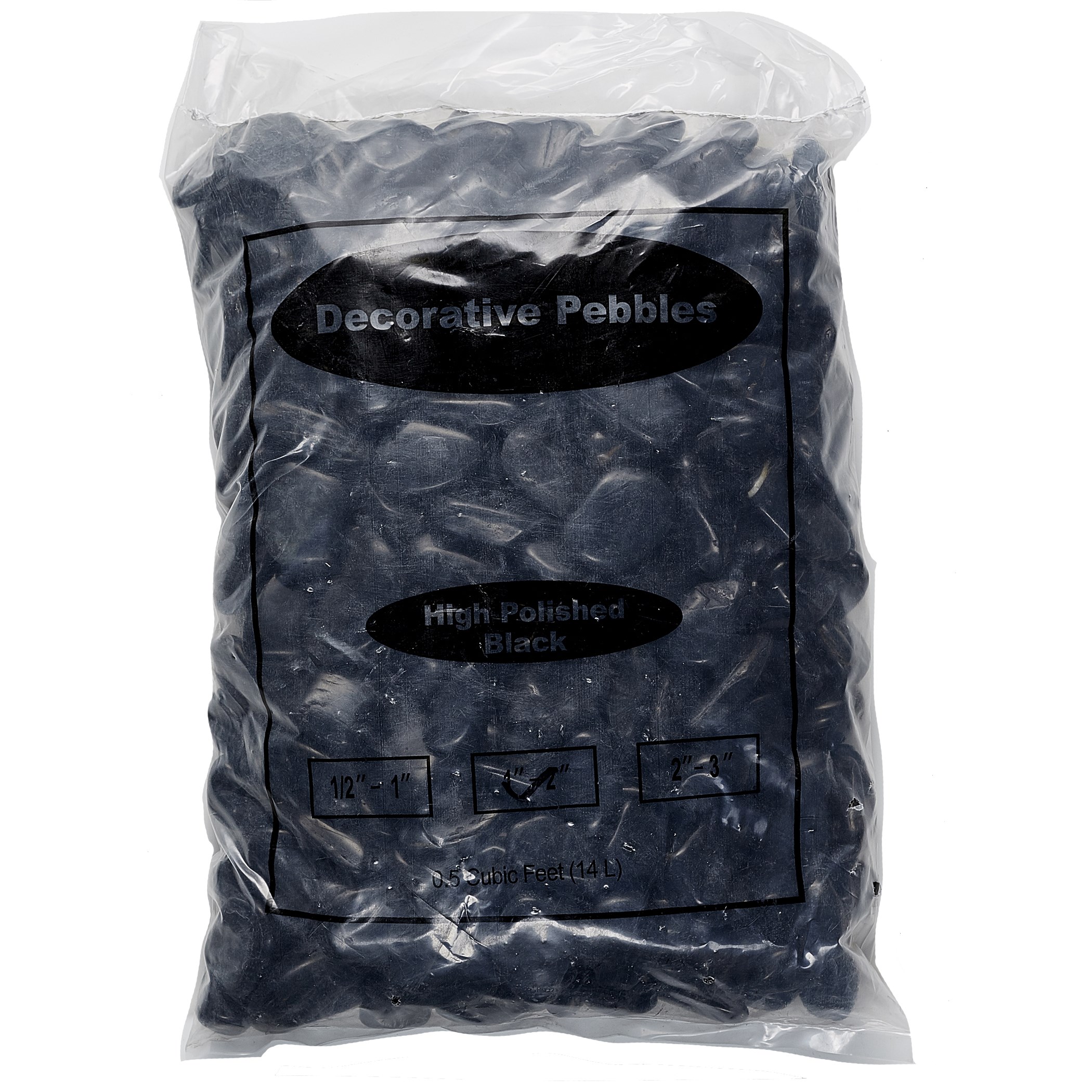 Exotic Pebbles 50# Black Polished Pebbles 1/2"-1"