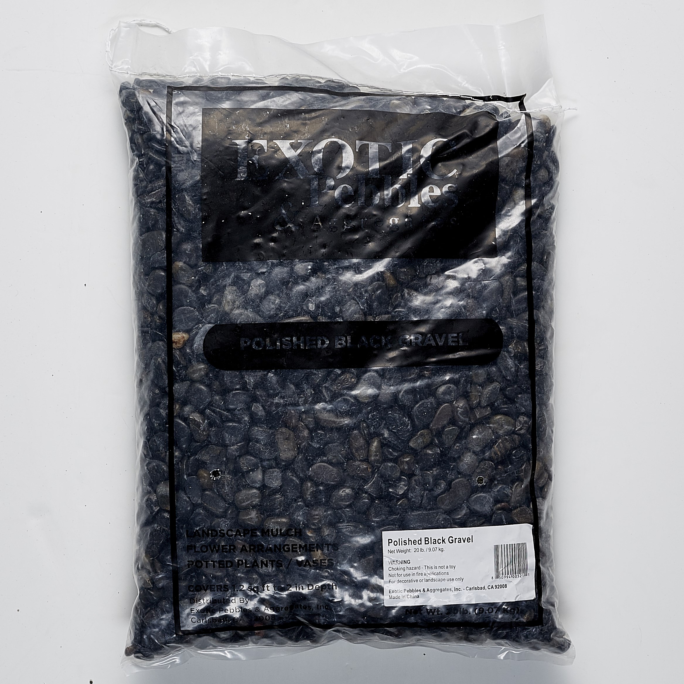 Exotic Pebbles 20# Pol Black Gravel 3/8"