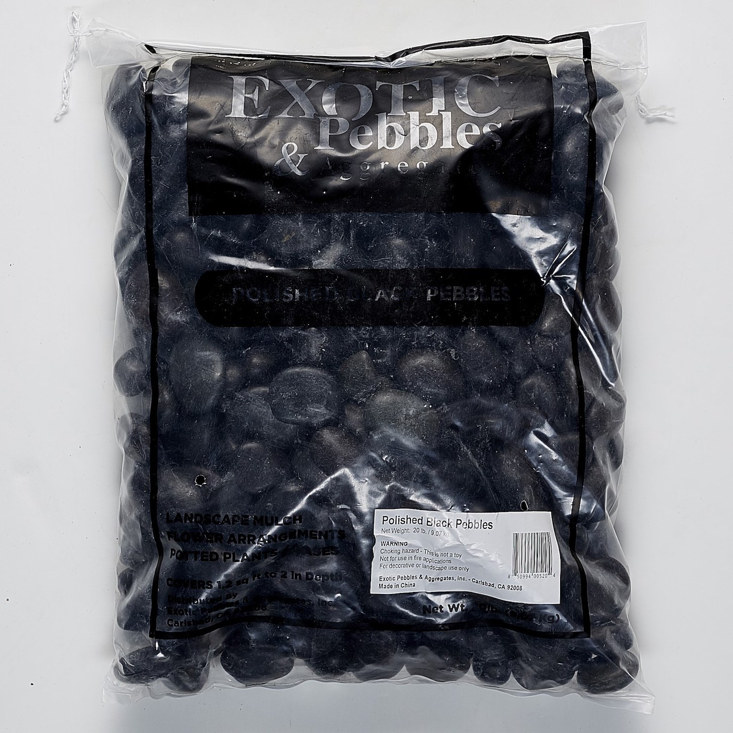 Exotic Pebbles 20# Pol Black Pebbles