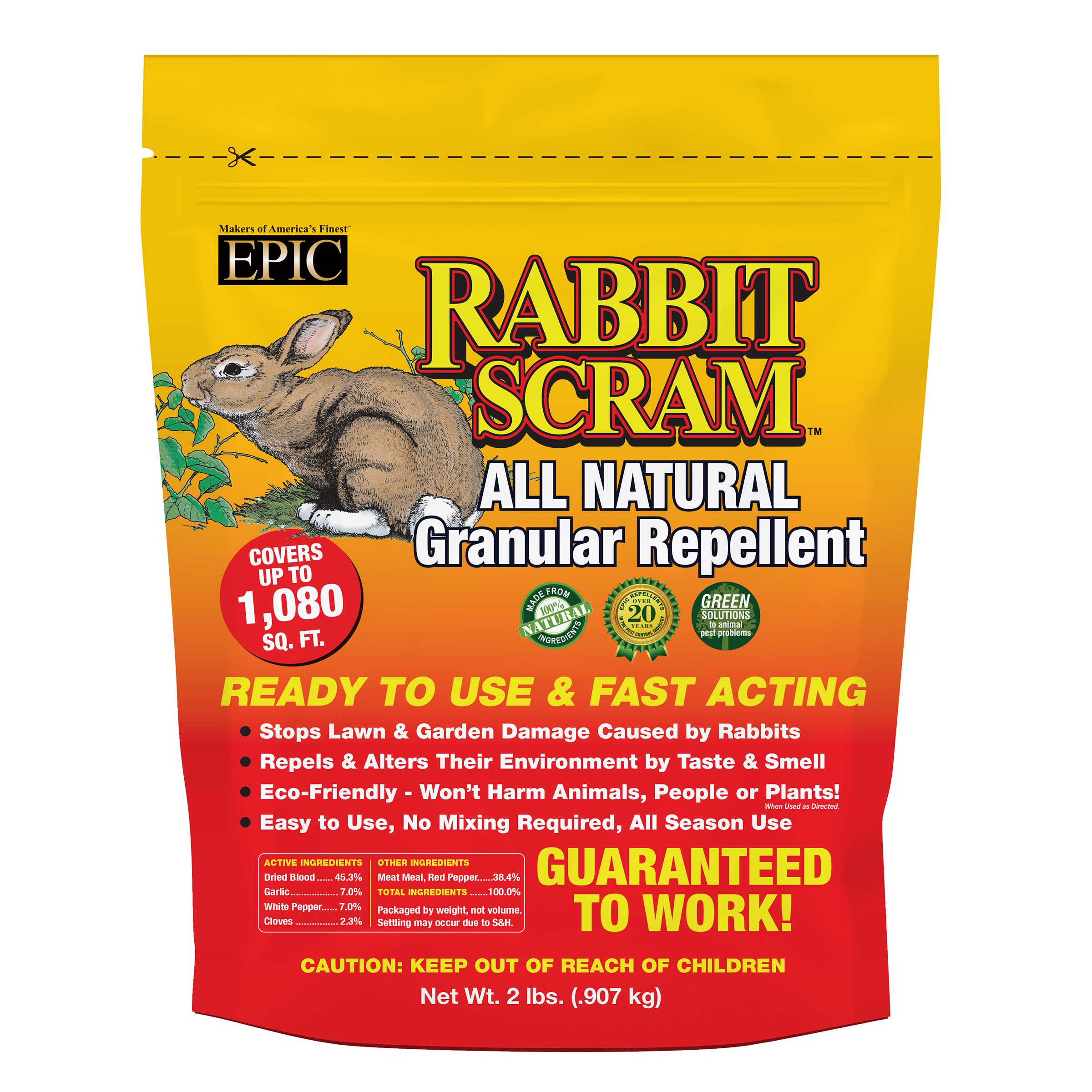 Epic 2.5# Rabbit Scram Repellent Granular Shaker Can — priced per each; minimum 12; multiples of 12