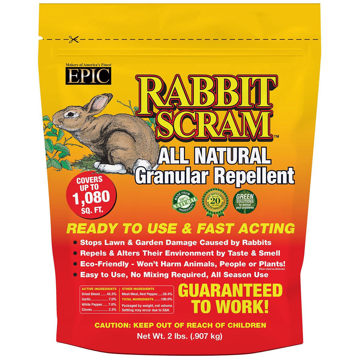 EPIC 2# Rabbit Scram Repellent Granules Resealable Bag — priced per each; minimum 6; multiples of 6