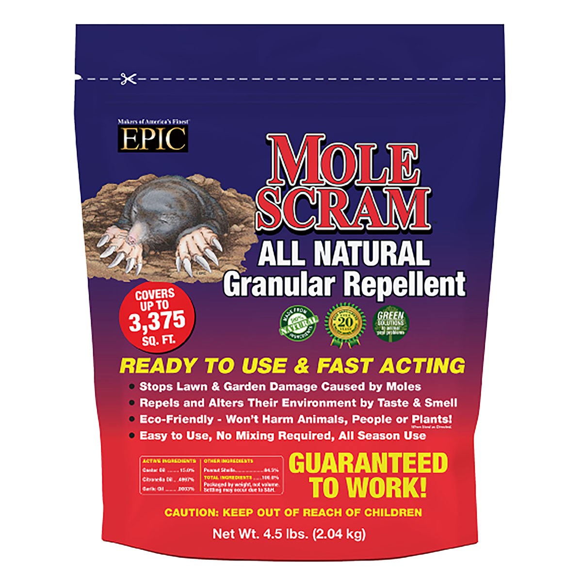 Epic 4.5# Mole Scram Resealable Bag — priced per each; minimum 6; multiples of 6
