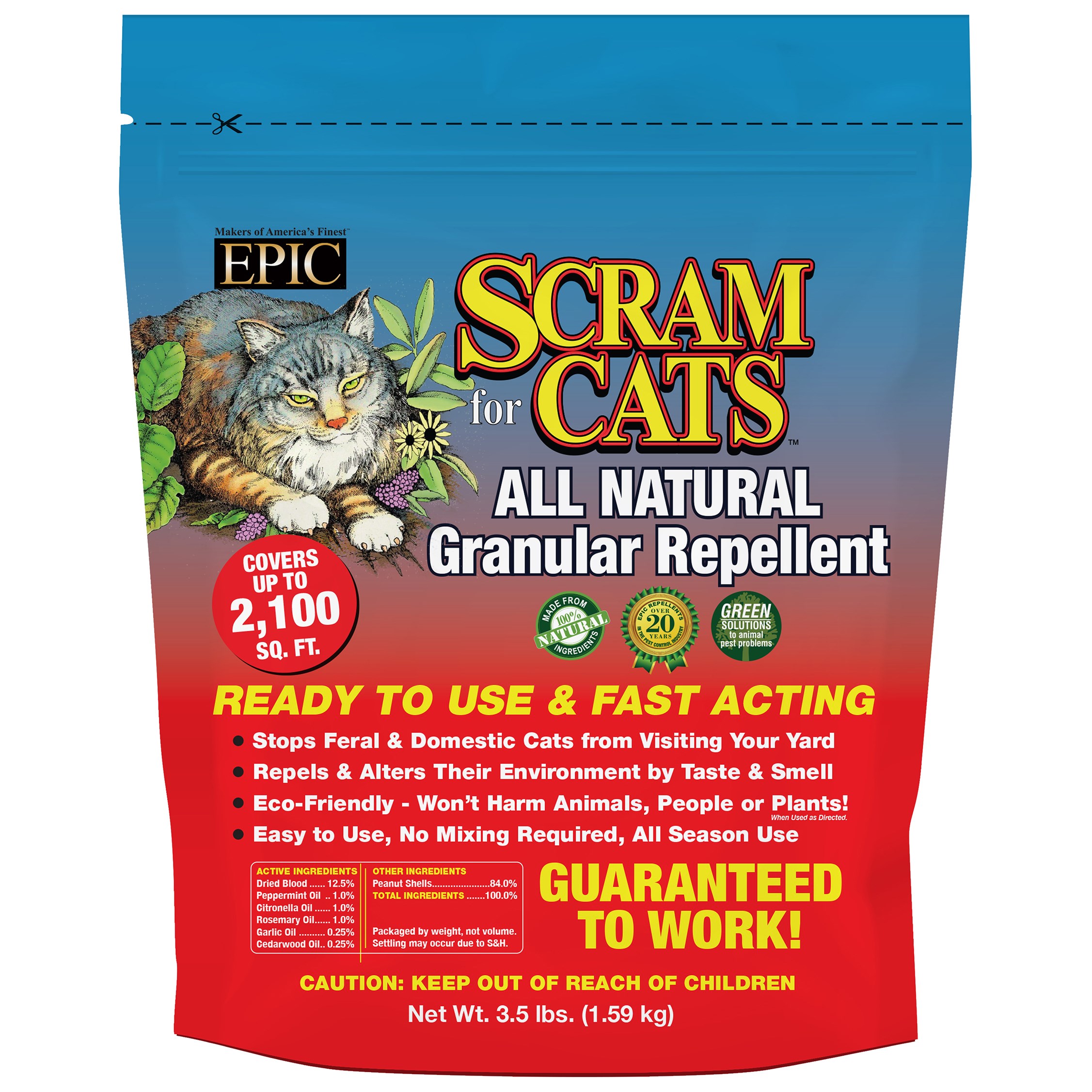 EPIC 3.5# Cat Scram Repellent Granules Resealable Bag — priced per each; minimum 6; multiples of 6