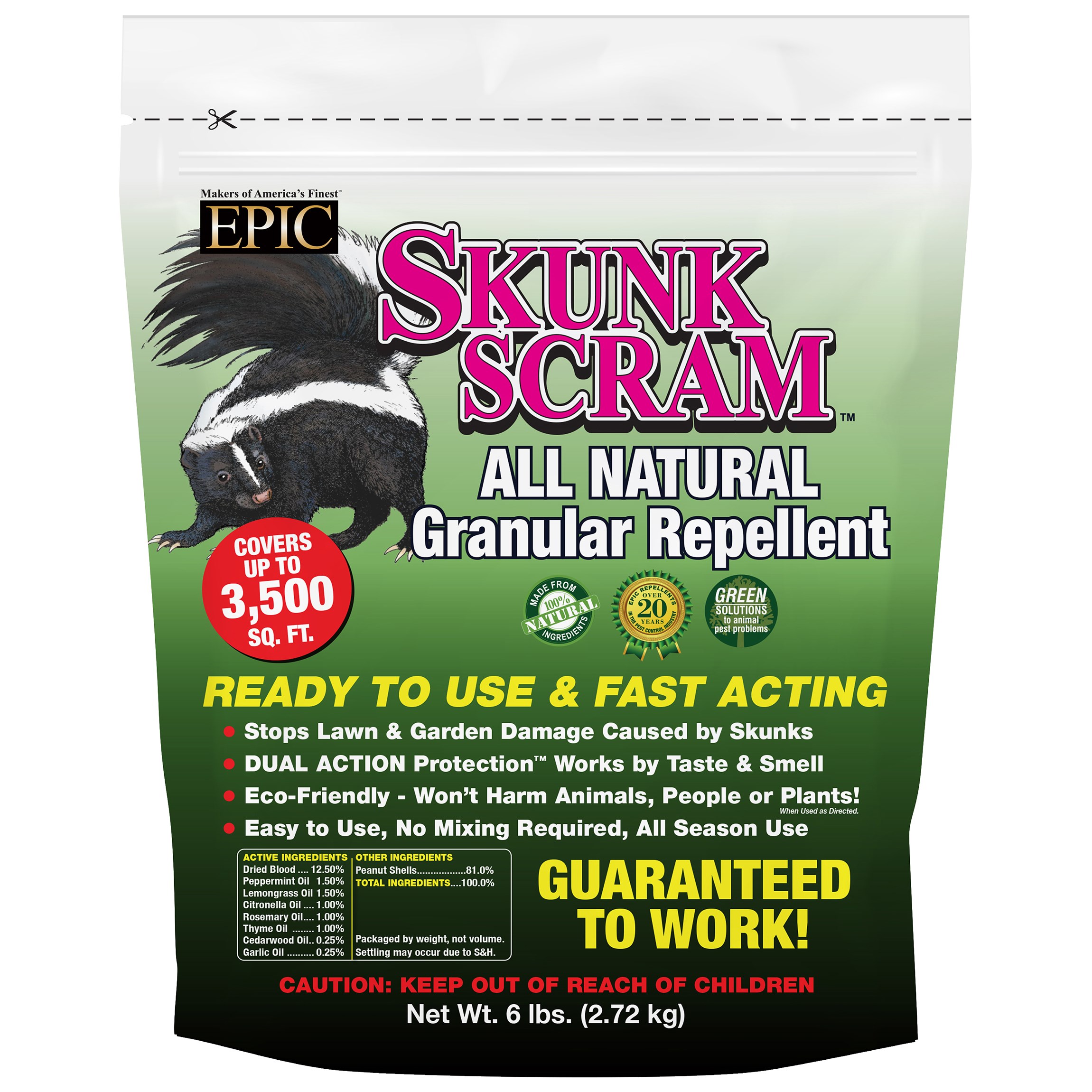 EPIC 6# Skunk Scram Repellent Granules Resealable Bag — priced per each; minimum 6; multiples of 6