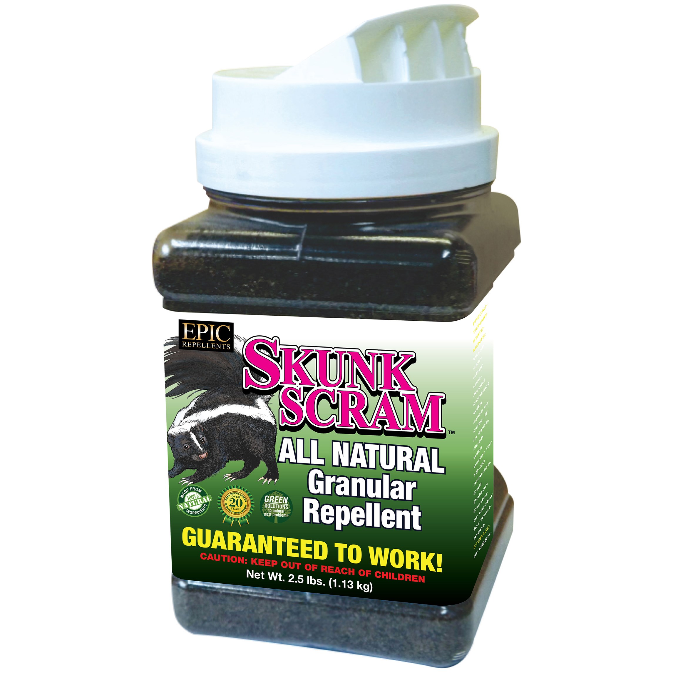 Epic 2.5lb Skunk Scram Repellent Shaker Granules — priced per each; minimum 12; multiples of 12