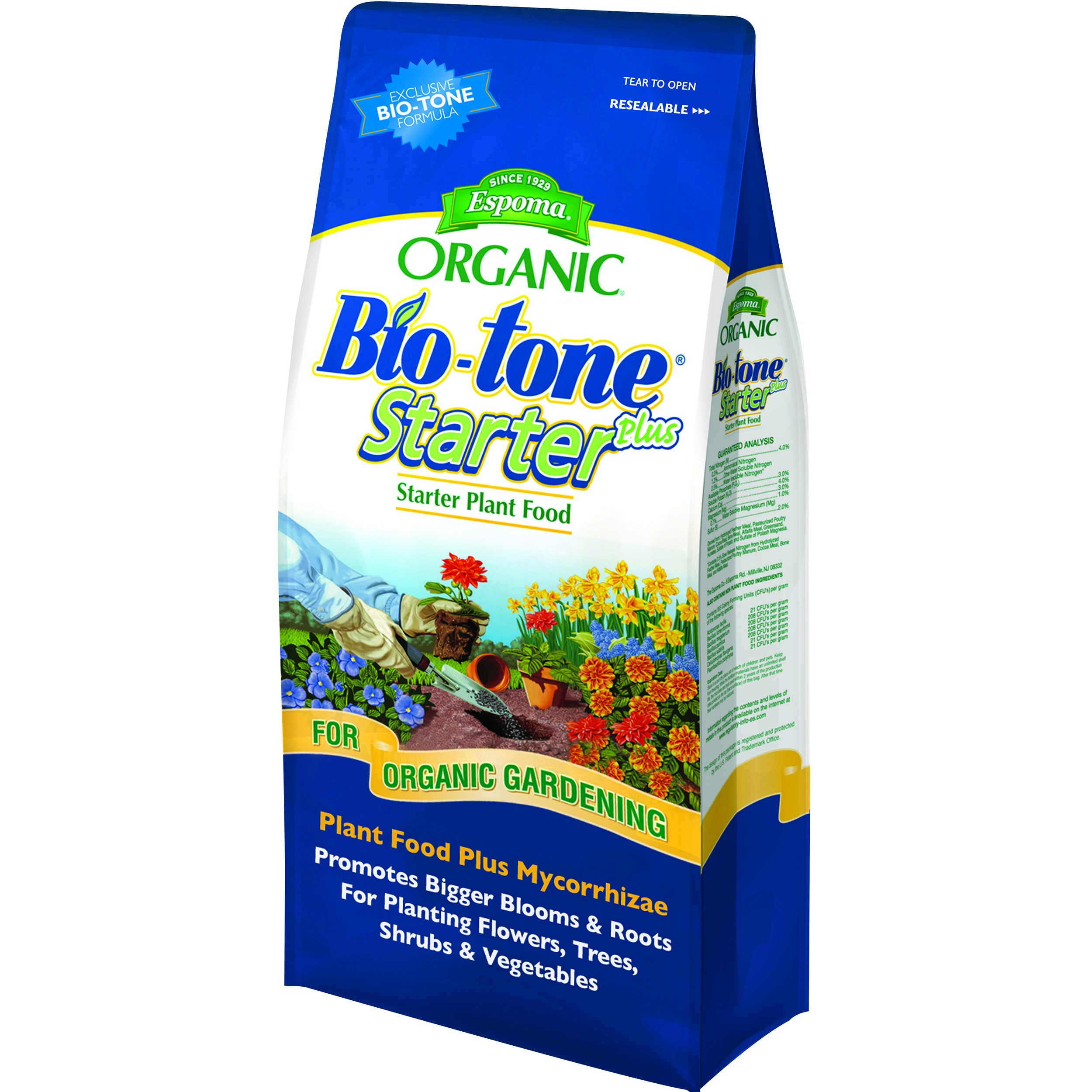 Espoma 4# Bio Tone Starter Plus With Mycorrhizae — priced per each; minimum 12; multiples of 12