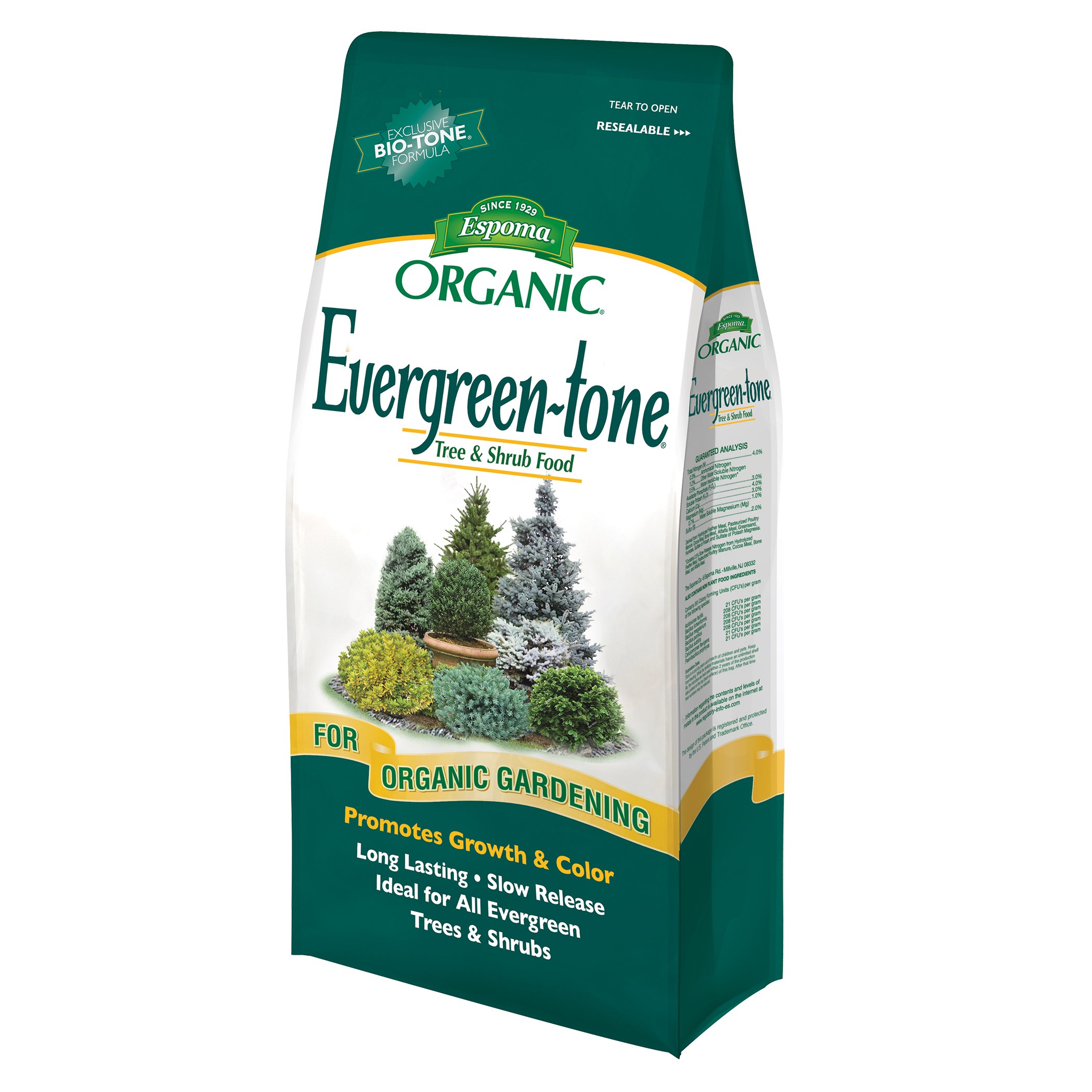 Espoma 8# Evergreen Tone — priced per each; minimum 6; multiples of 6