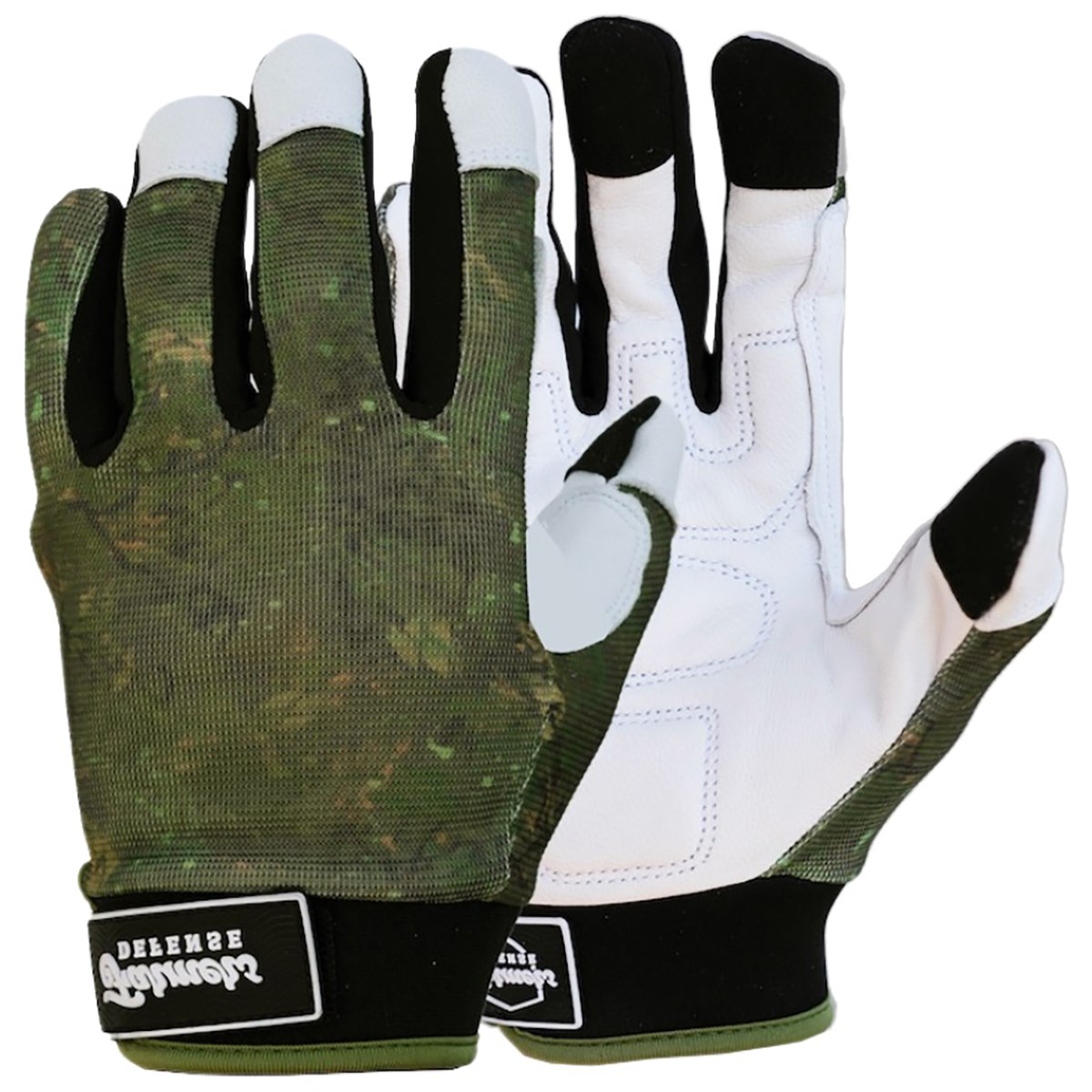 Farmers Defense Gloves Large Brush Camo — priced per each; minimum 3; multiples of 3