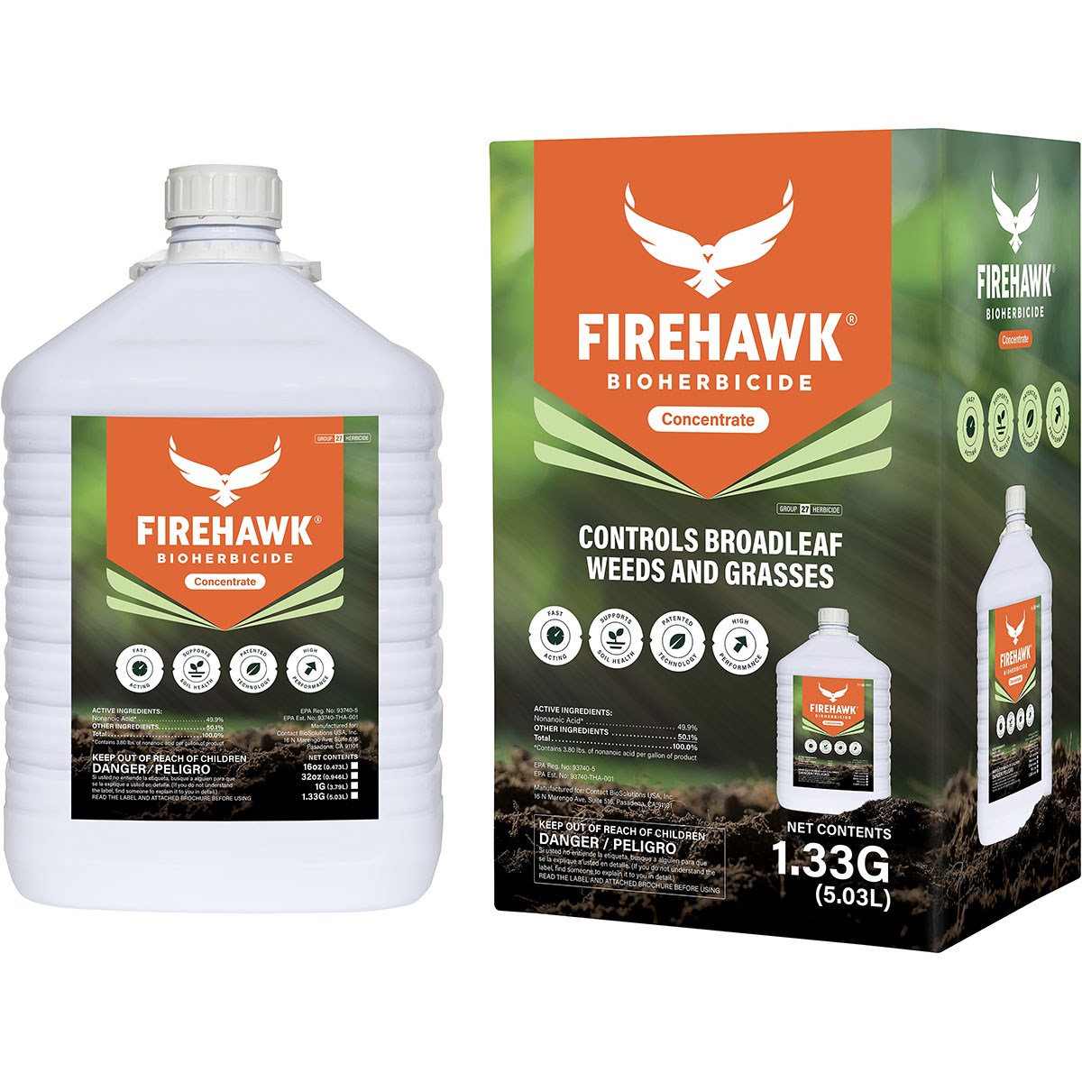 FireHawk 1.33gal Bioherbicide Concentrate Makes 27gal+ Covers 8300 sq ft — priced per each; minimum 2; multiples of 2