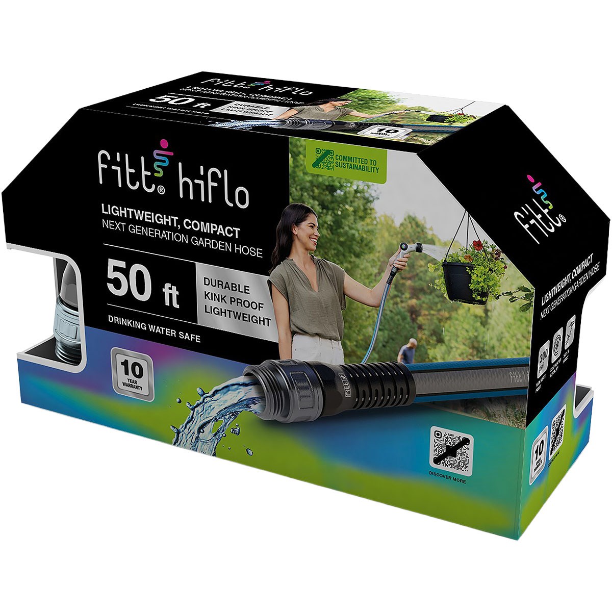 FITT 50' HiFlo Lightweight & Compact Garden Hose B