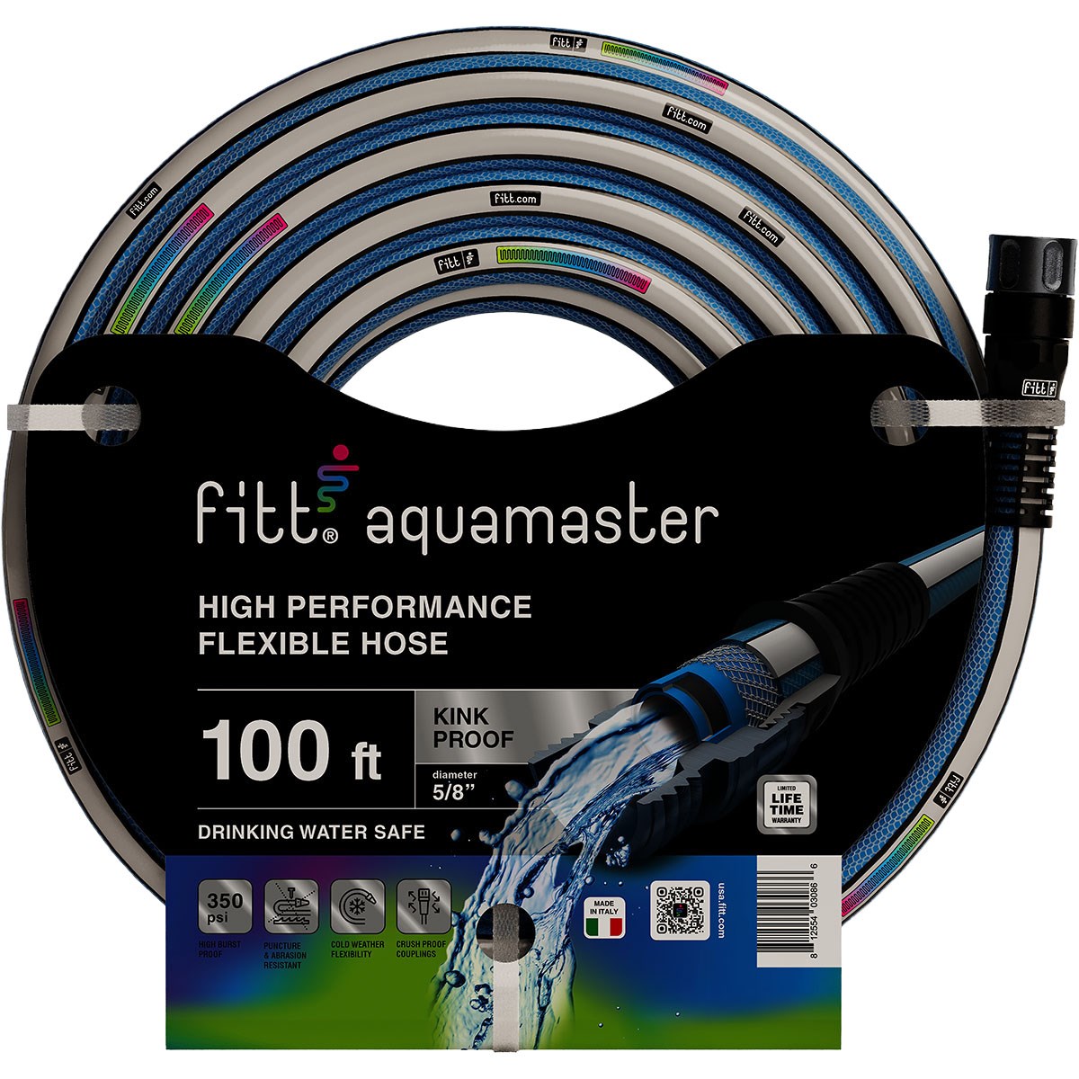 FITT 5/8"x100' Aquamaster Hybrid Garden Hose Blue — priced per each; minimum 3; multiples of 3