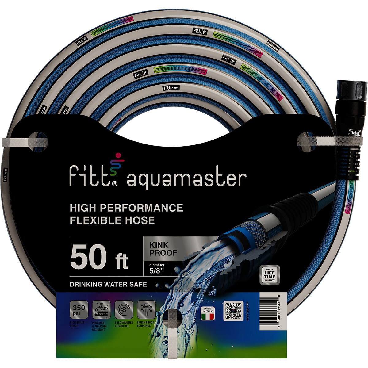 FITT 5/8"x50' Aquamaster Hybrid Garden Hose Blue — priced per each; minimum 5; multiples of 5