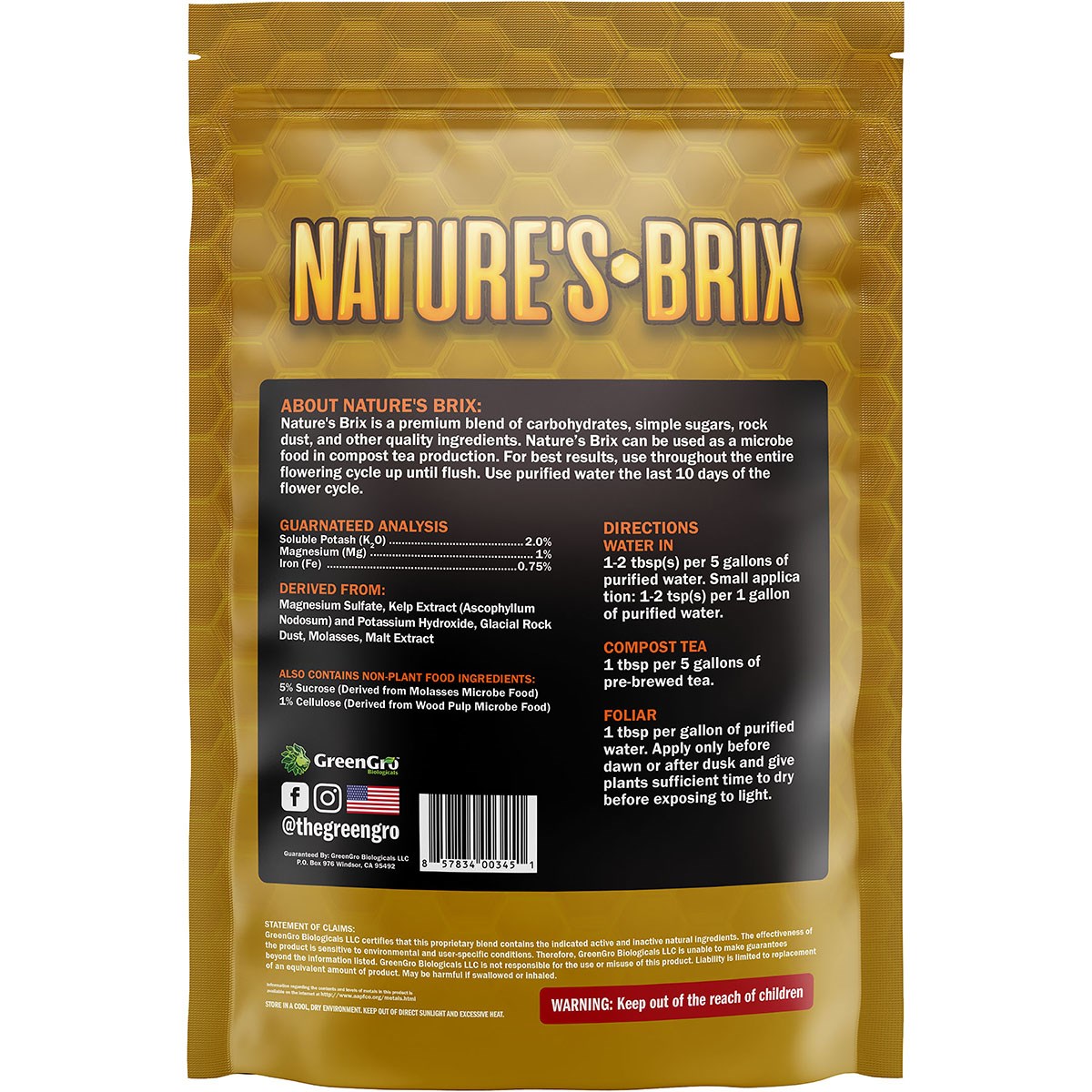 GreenGro 2lb Nature's Brix - Image 2