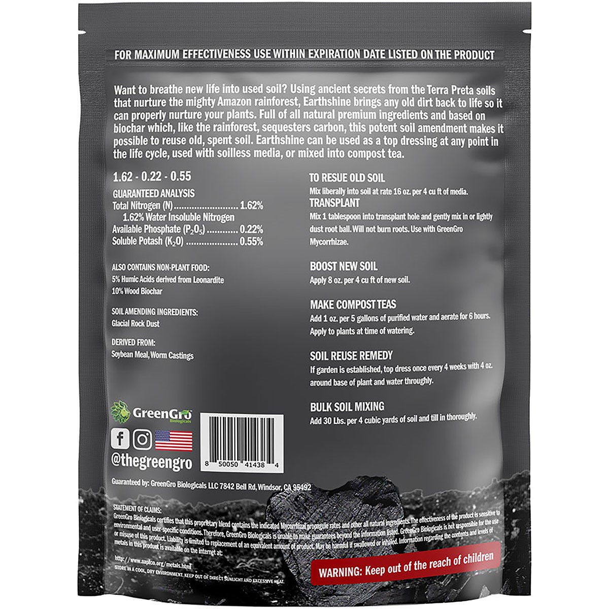 GreenGro Earthshine 2lb Biochar Blend - Image 2